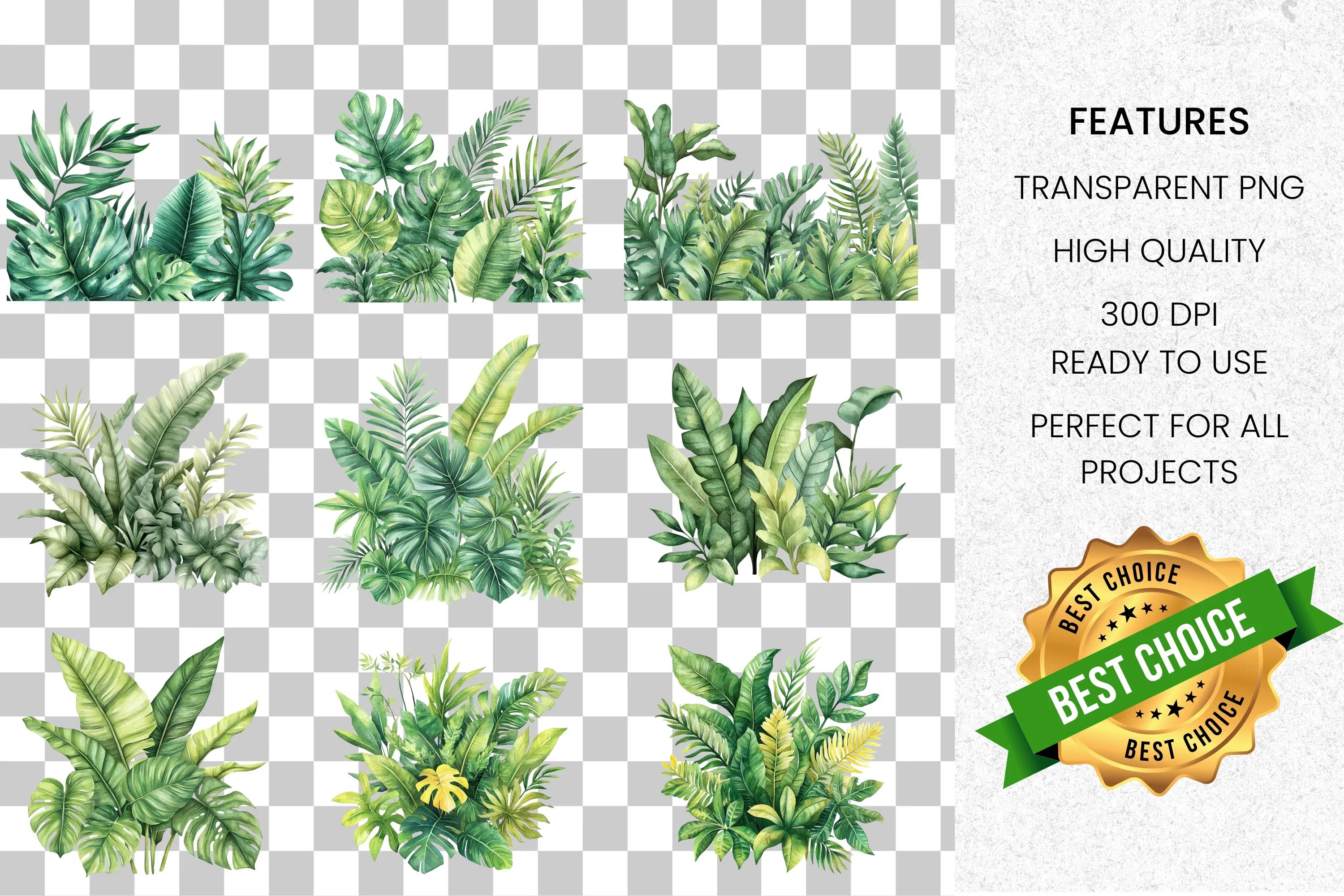 Tropical Leaves Clipart Bundle