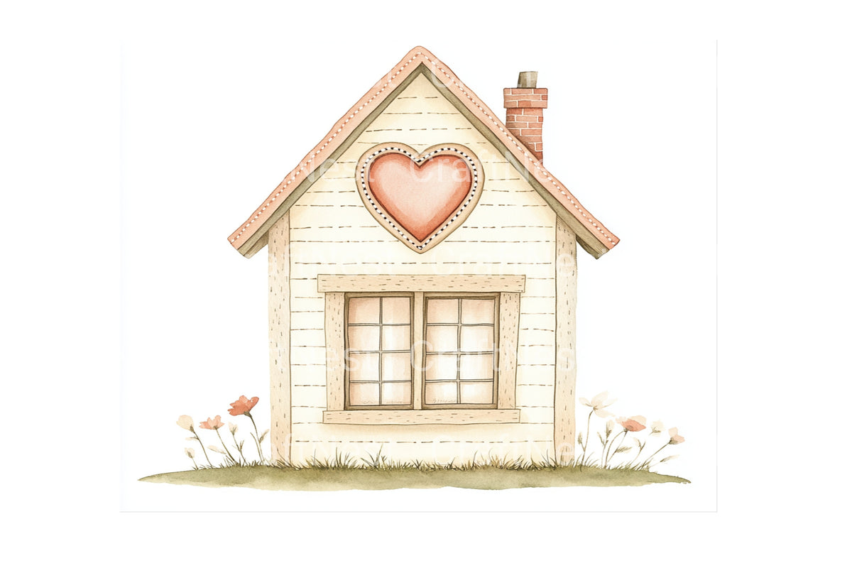 Heart Themed Houses Clipart Bundle