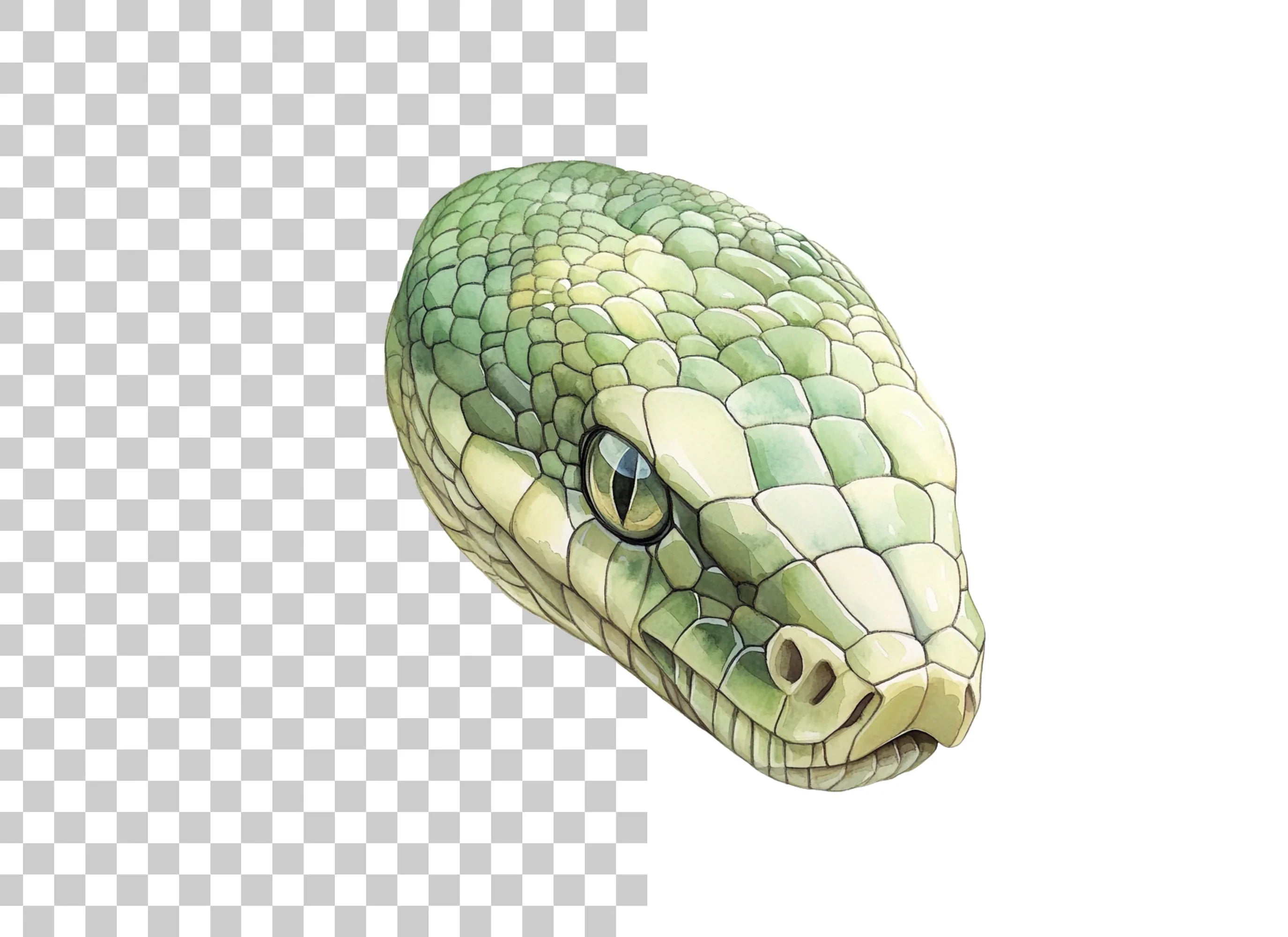 Green Snake Head Clipart Bundle