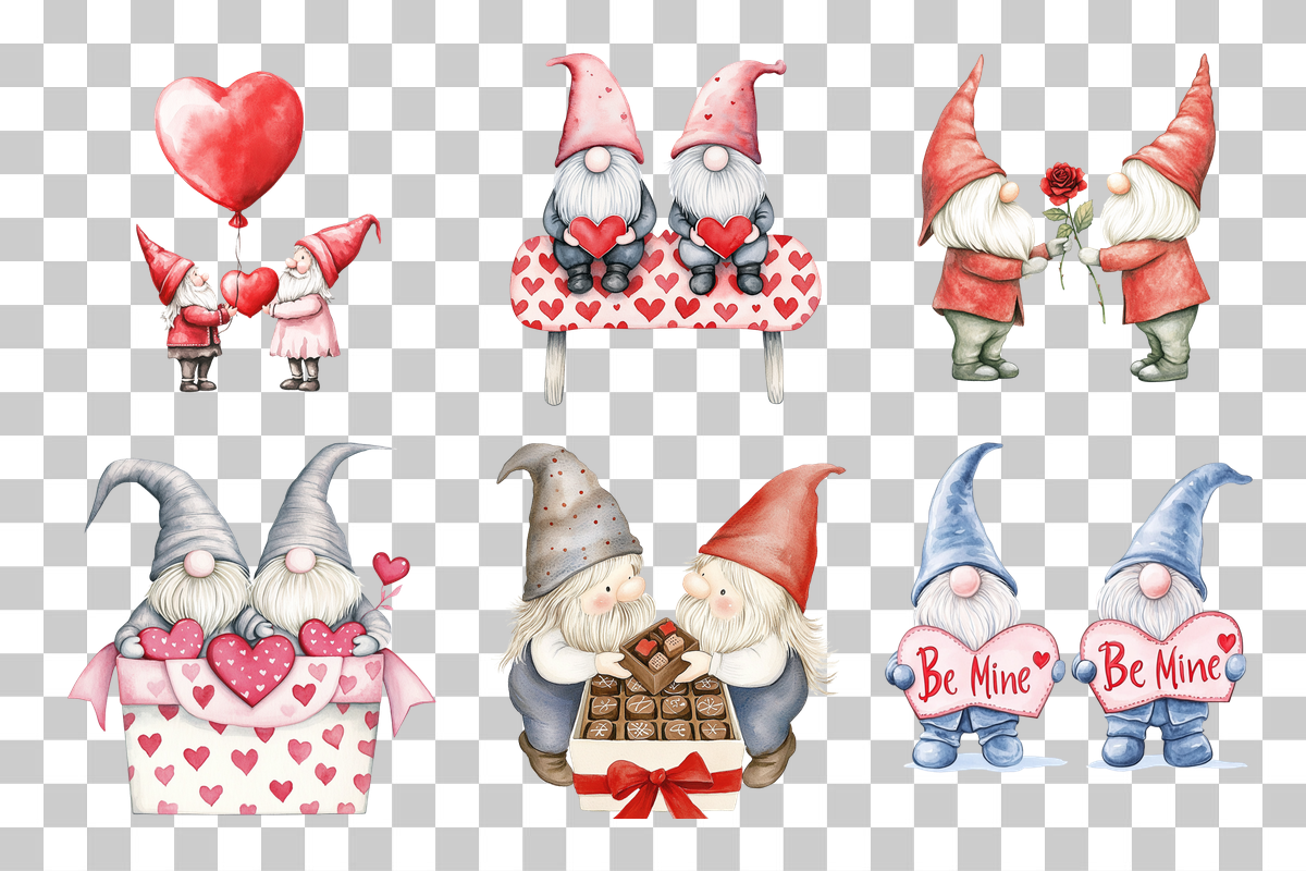 Valentine Couple Gnome Clipart Bundle - CraftNest - Digital Crafting and Art