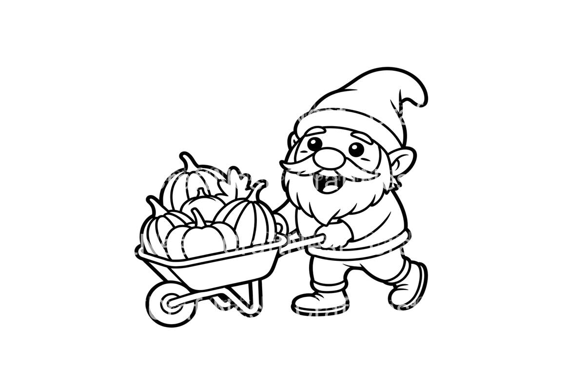 Gnome Pumpkin Harvest Coloring Books
