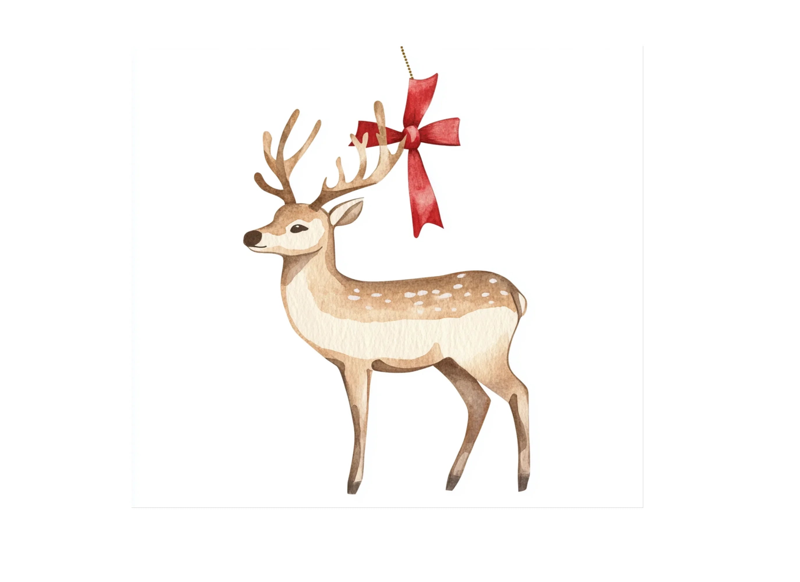 Charming Deer with Red Bows Clipart Bundle