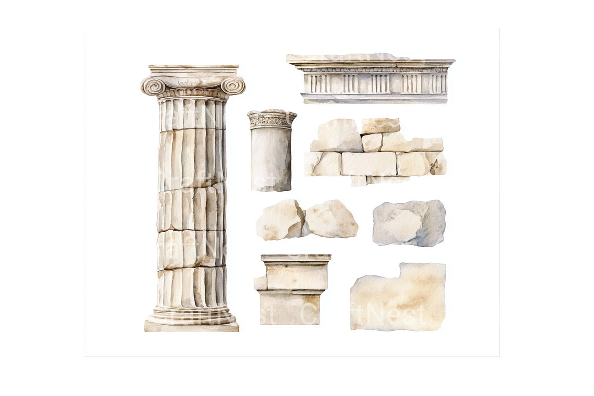 Ancient Greek Columns Clipart Bundle