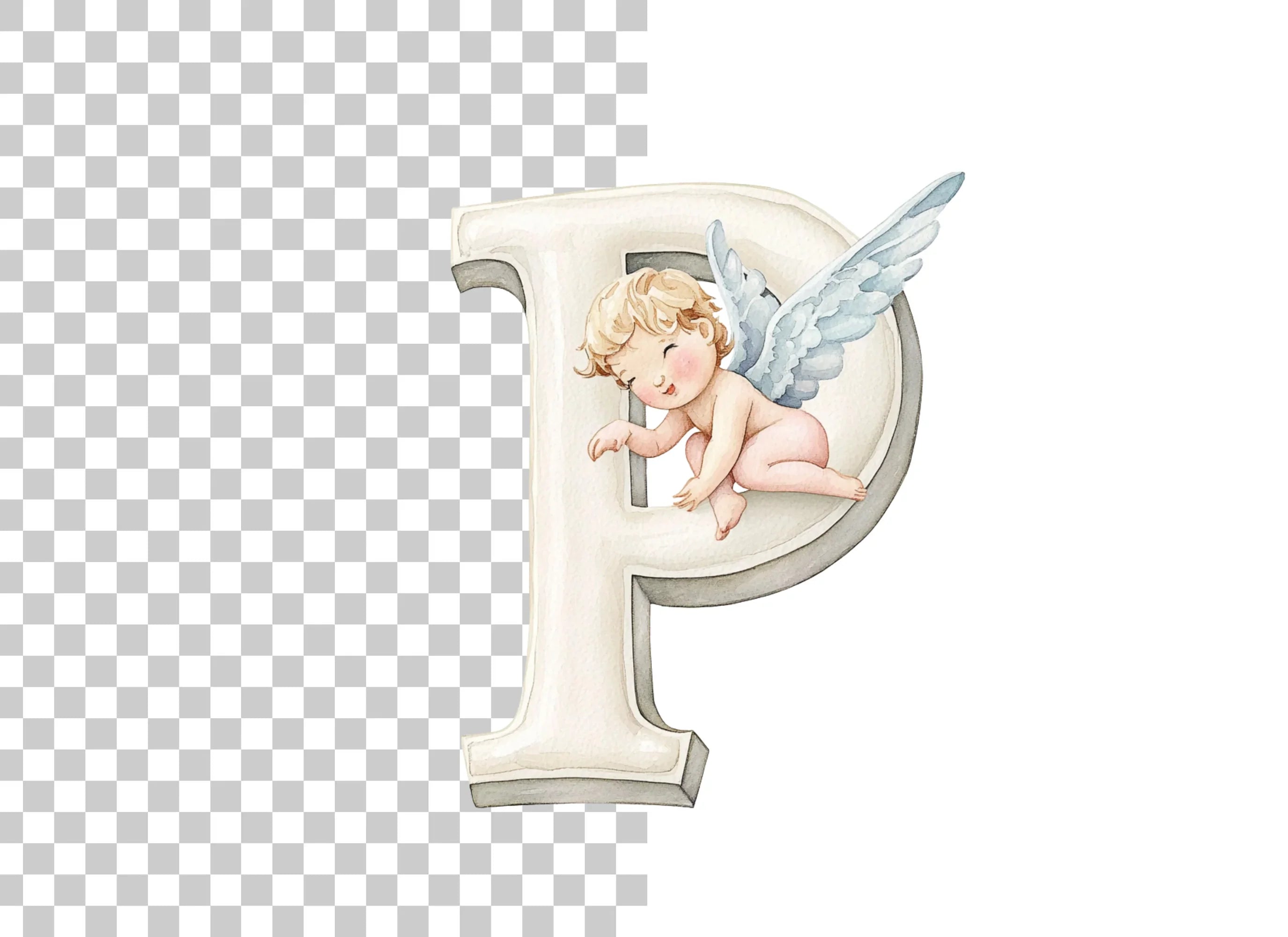 Sweet Cherub Angels Alphabet Clipart Bundle
