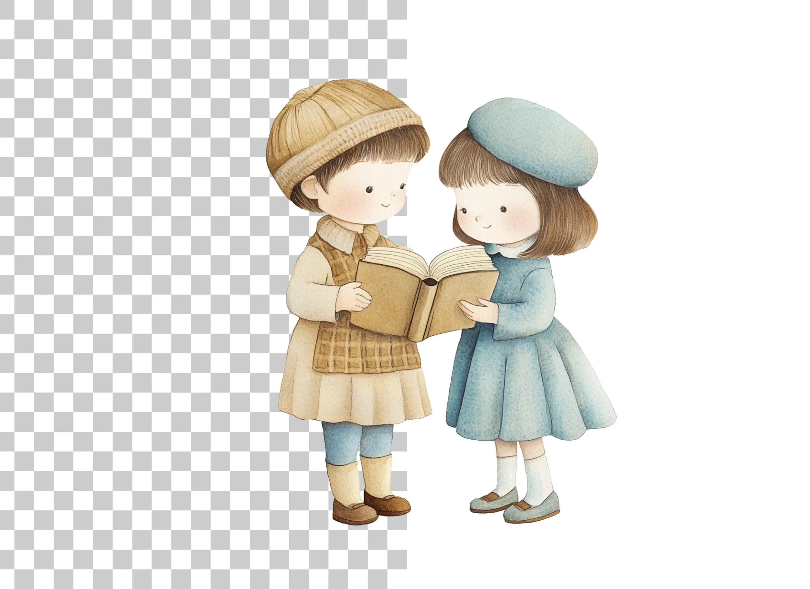 Girls Reading Together Clipart Bundle