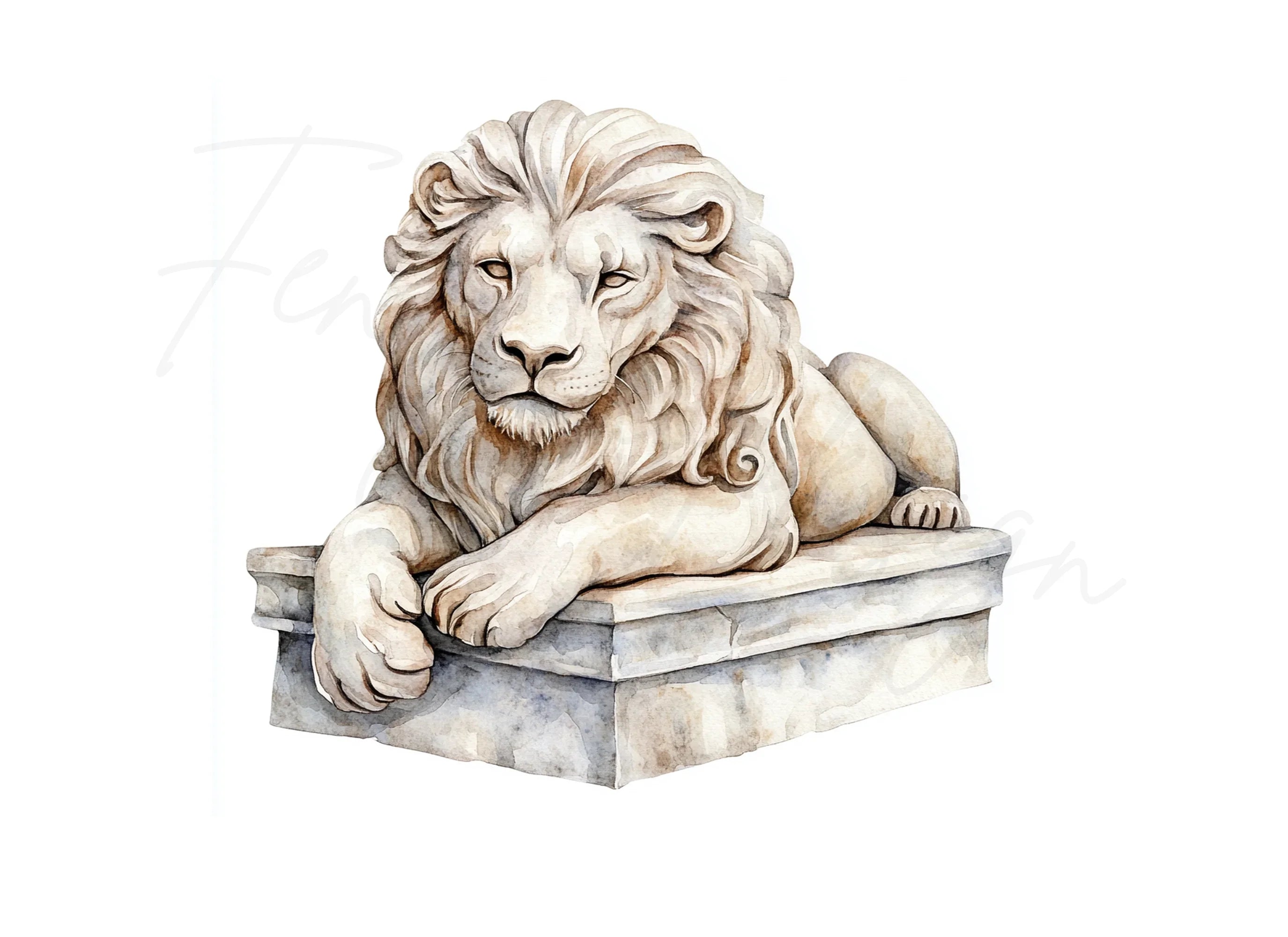 Lion Head and Torso Statue Clipart Bundle
