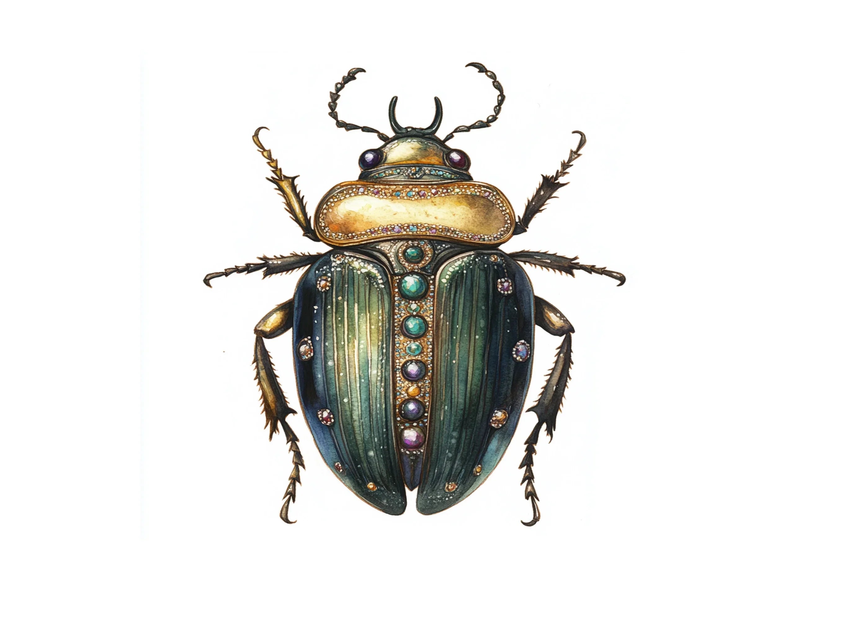 Ornate Gemstone Beetle Clipart Bundle