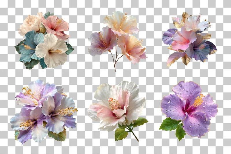 Pearl White Hibiscus Fantasy Flower Clipart Bundle - CraftNest - Digital Crafting and Art
