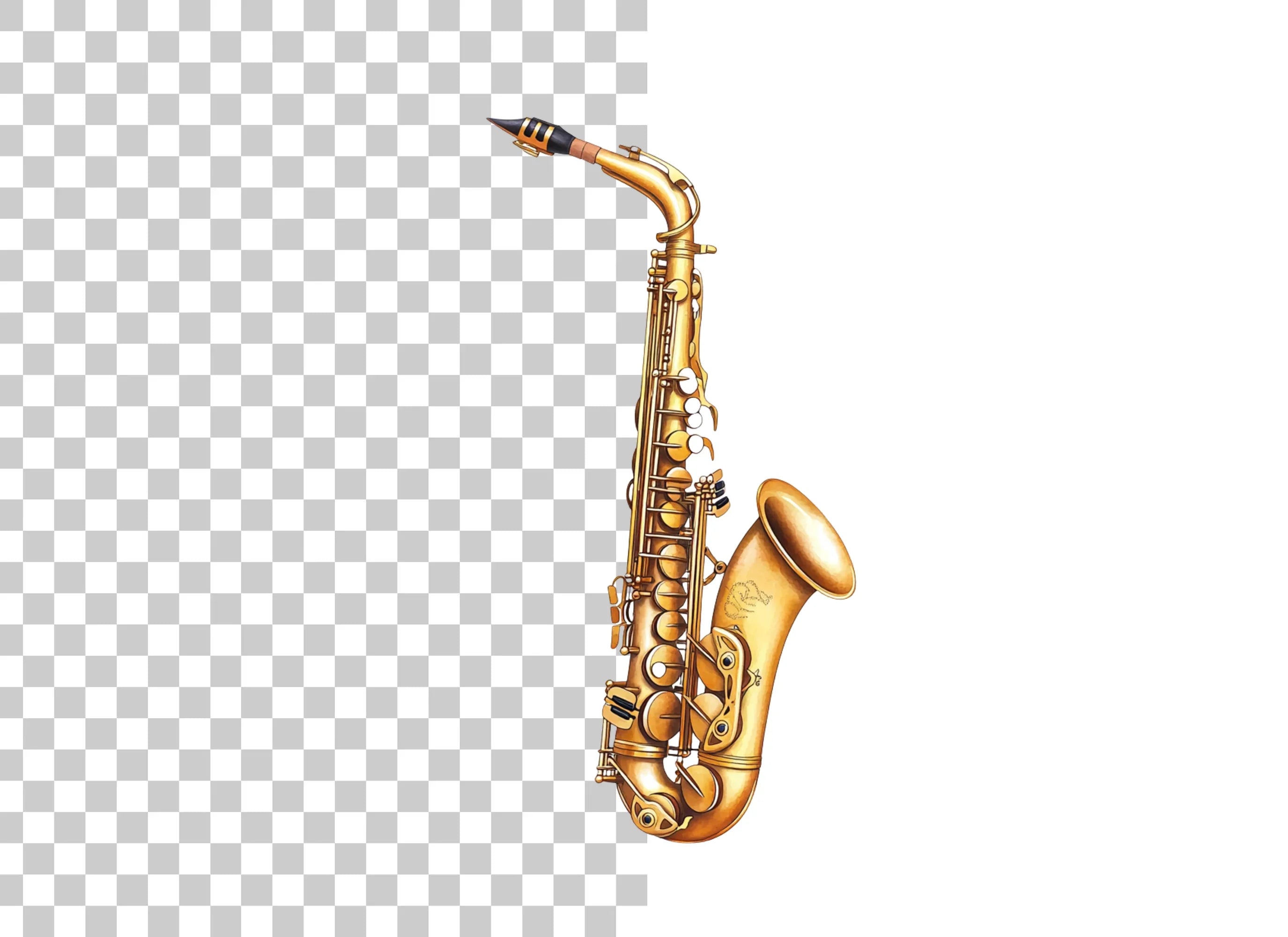Golden Saxophone Musical Instrument Clipart Bundle