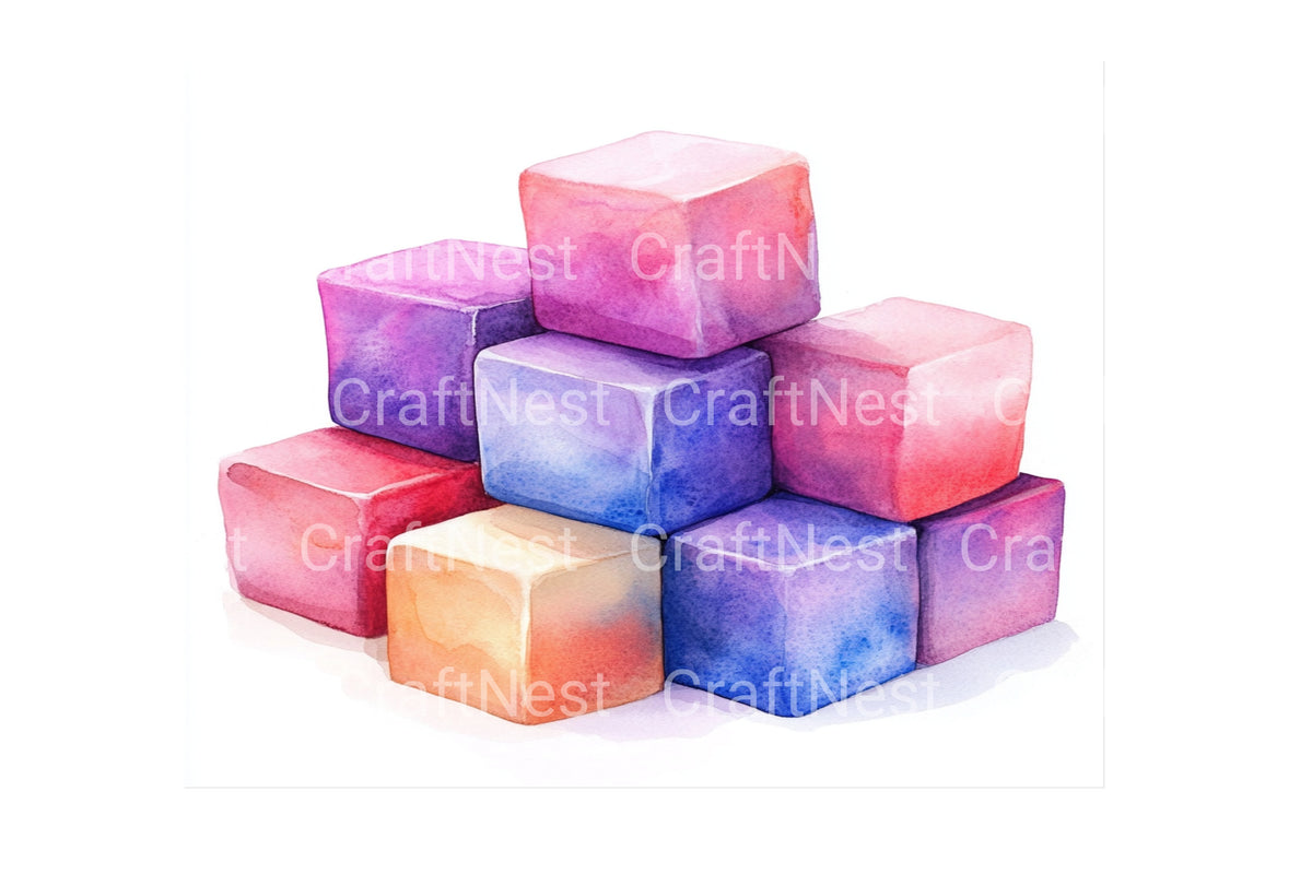 Pastel Cubes Graphics Clipart Bundle