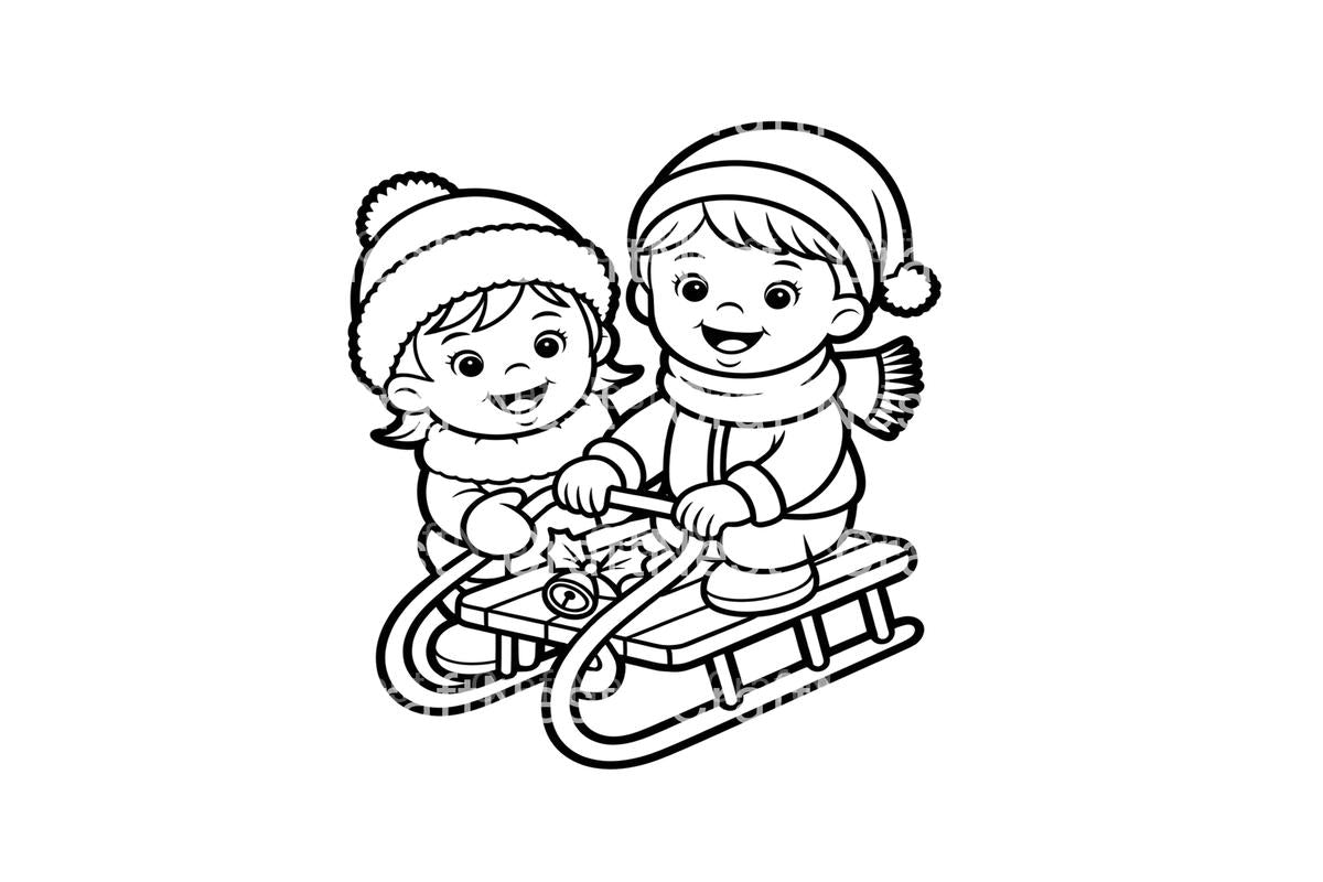 Winter Sledding Fun Coloring Books