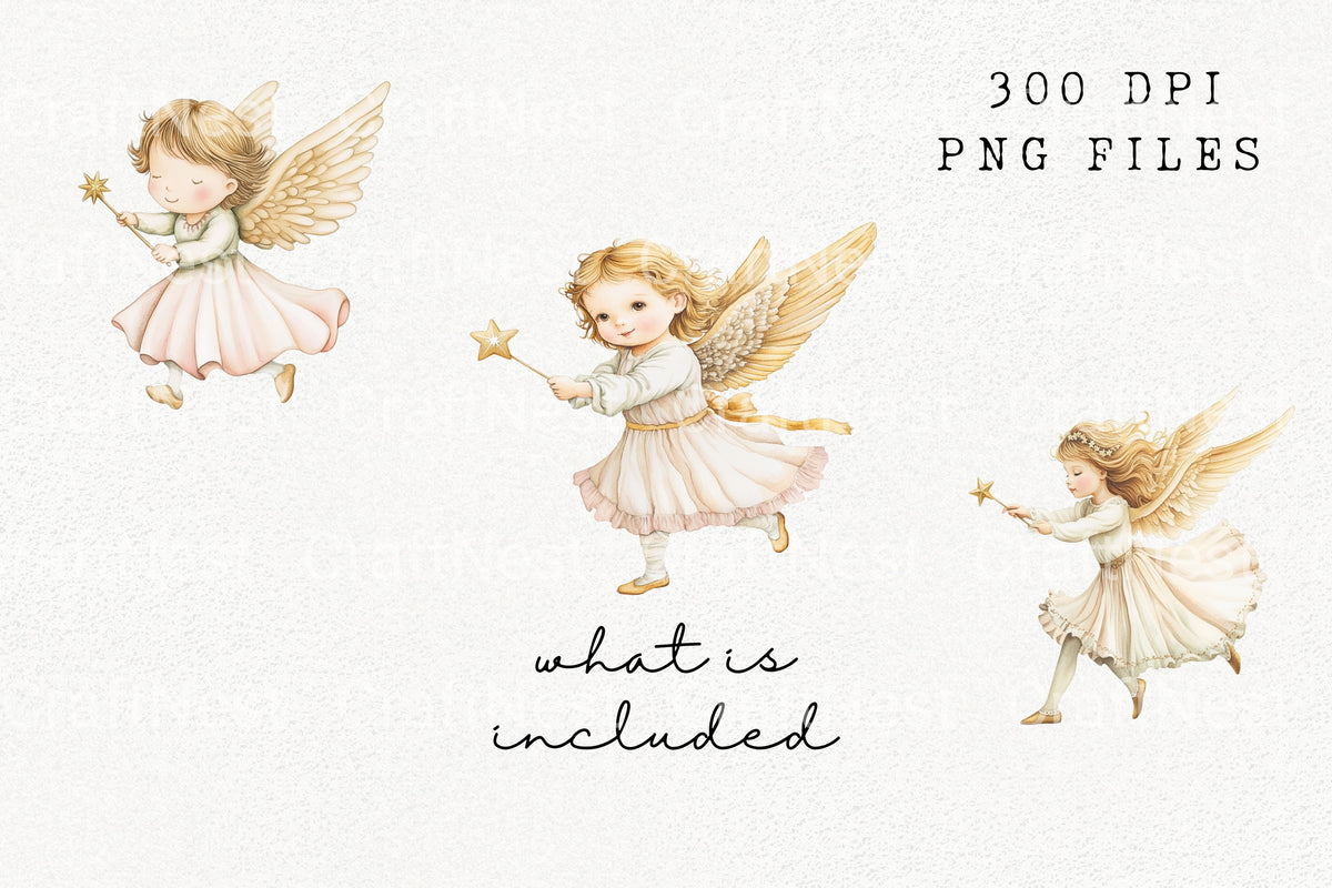 Cute Baby Angel Clipart Bundle