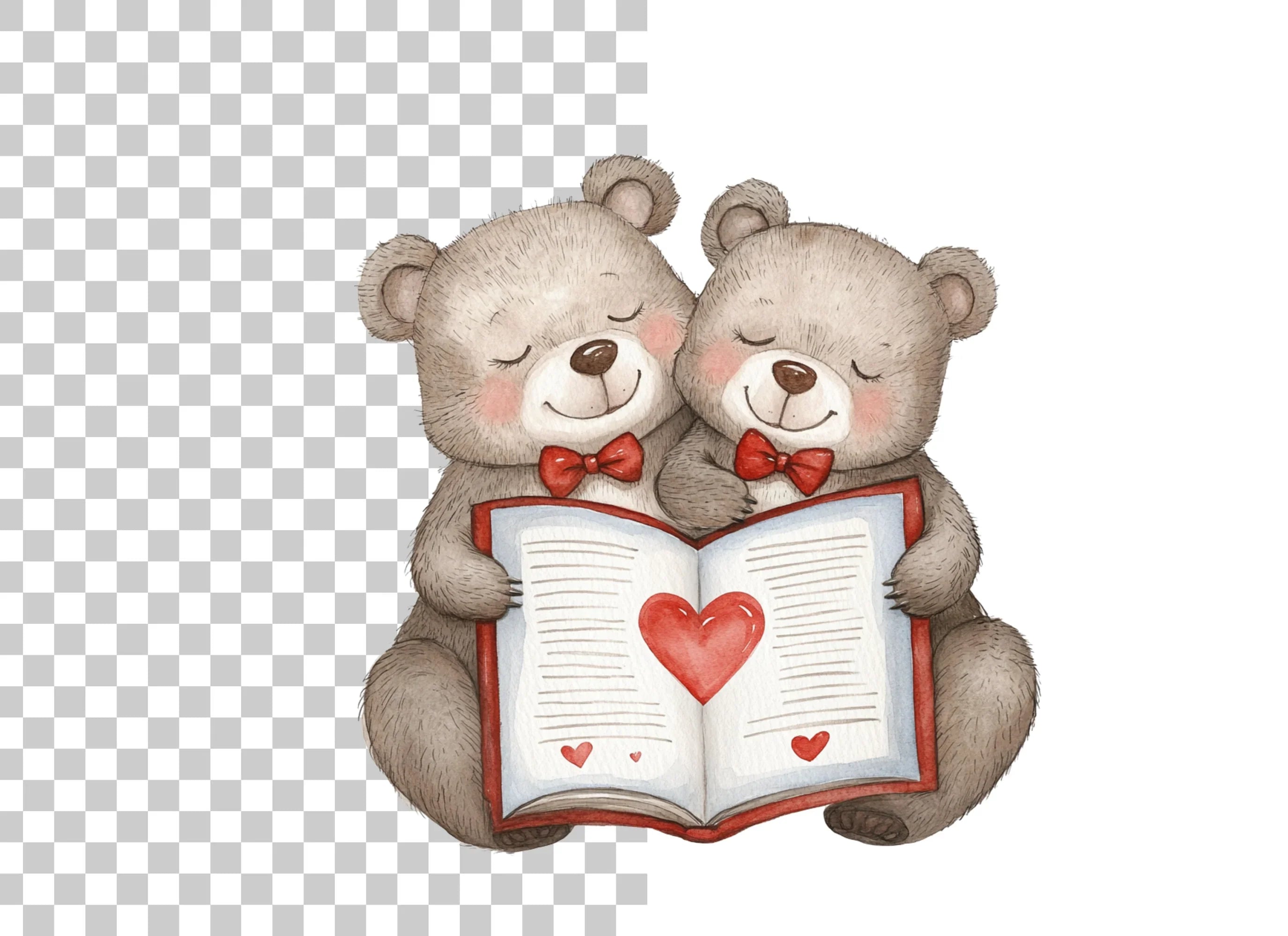 Teddy Bears Reading Love Story Clipart Bundle