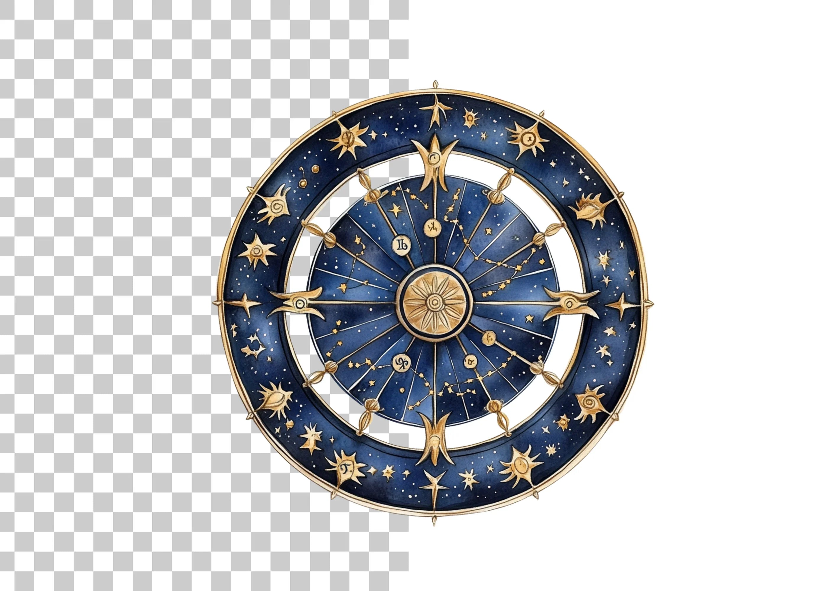 Astrology Wheel Zodiac Sign Clipart Bundle