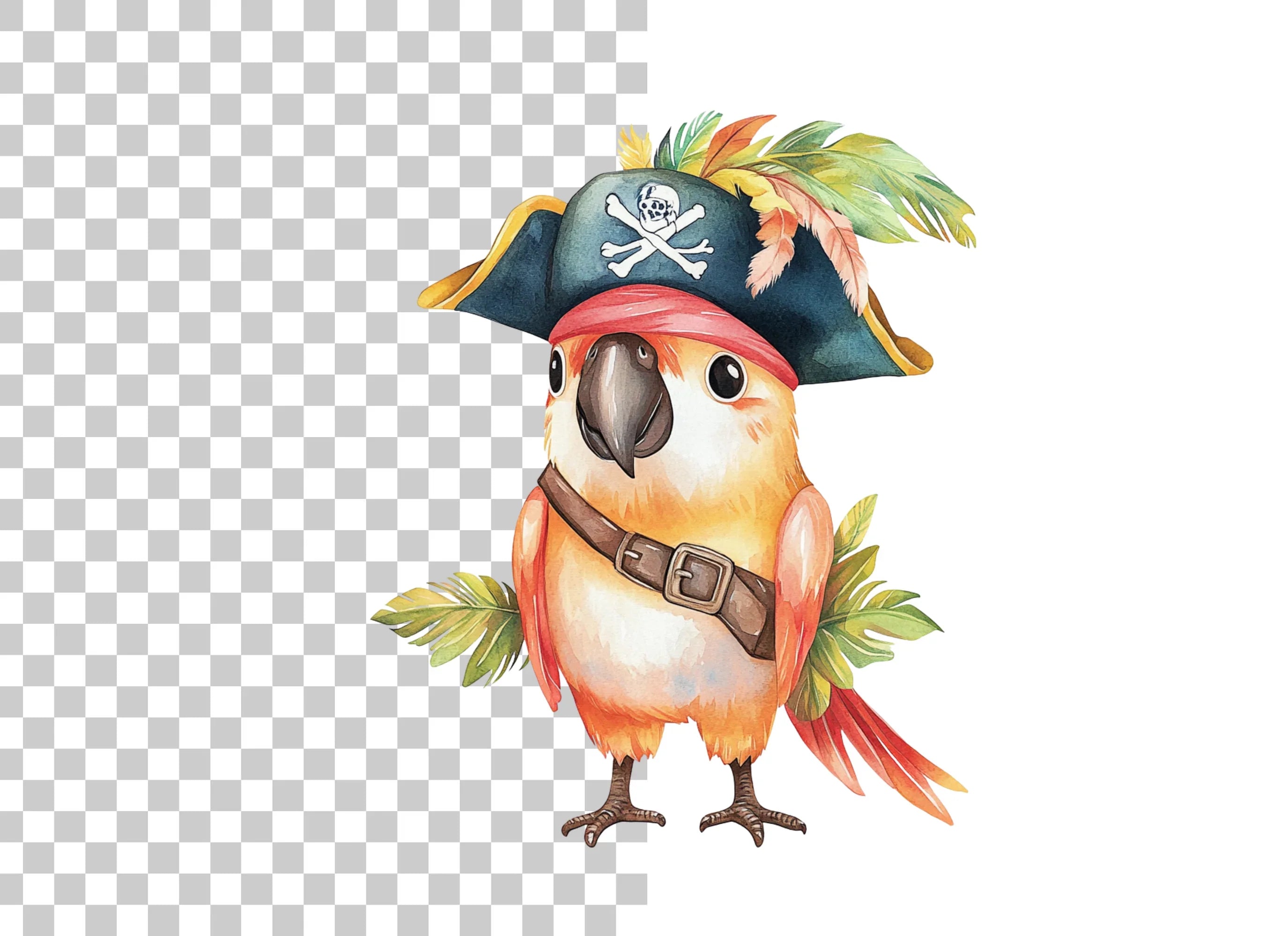 Cute Pirate Parrot Clipart Bundle