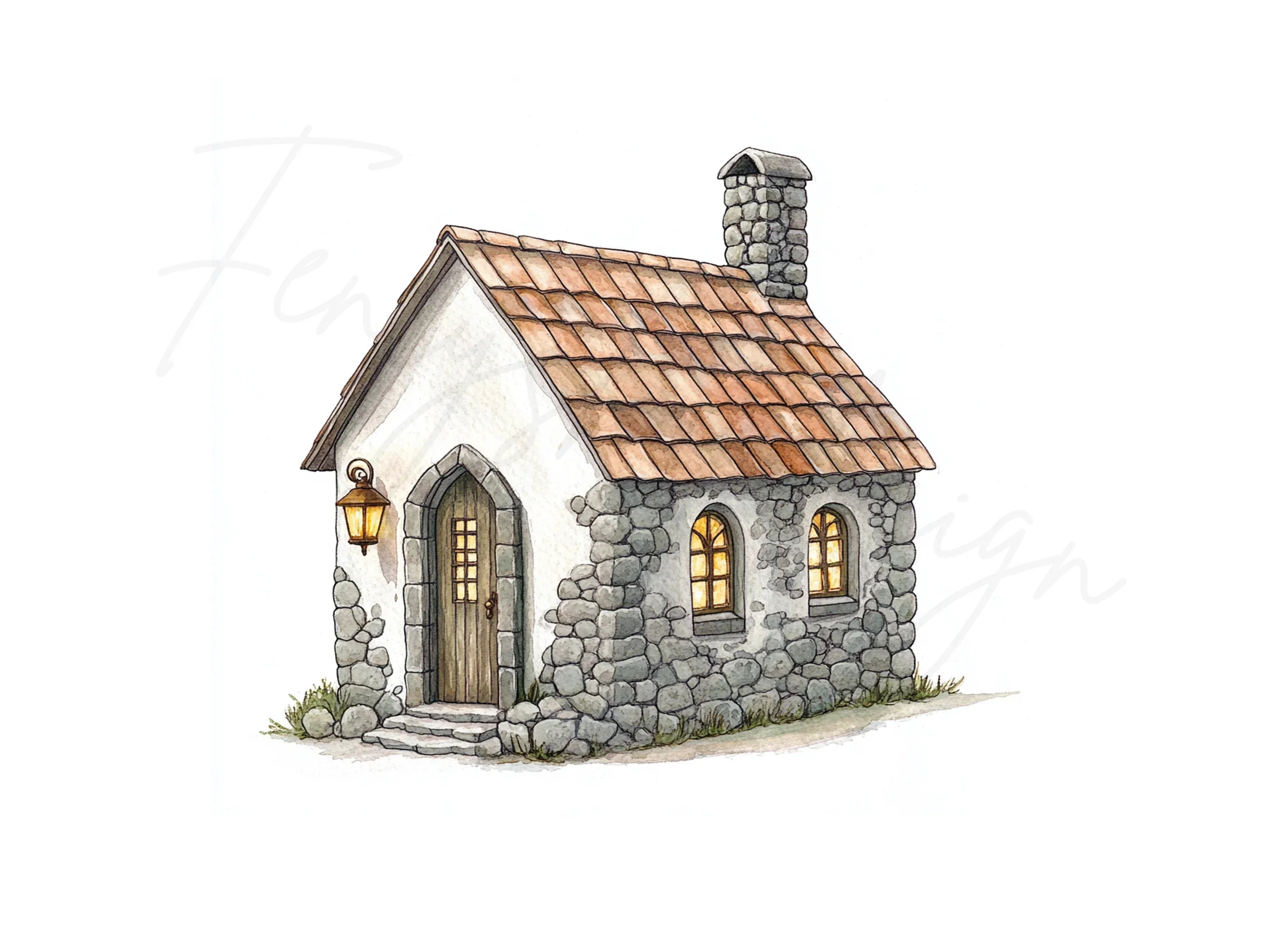 Charming Stone Cottages Clipart Bundle