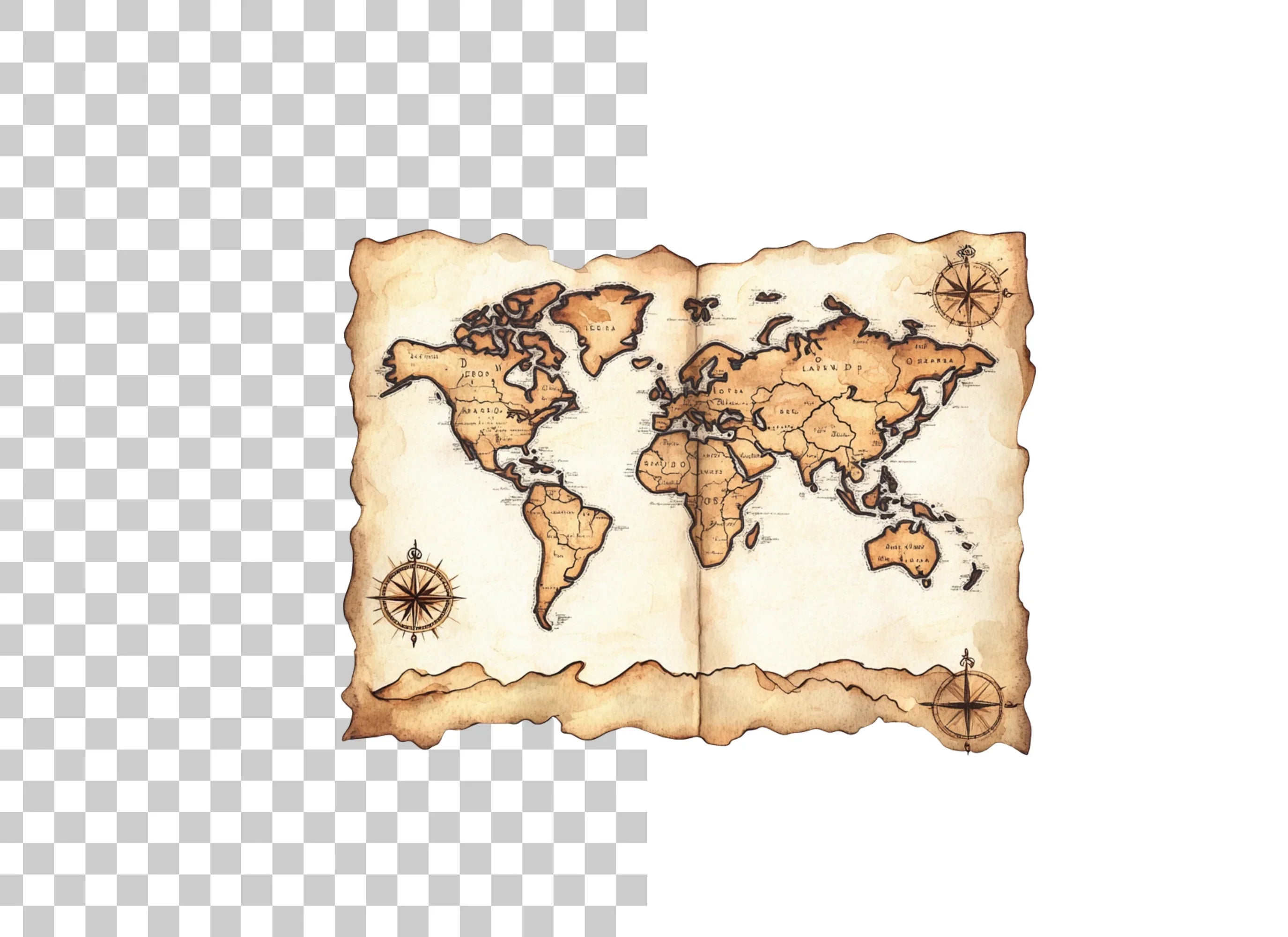 Vintage World Map Clipart Bundle