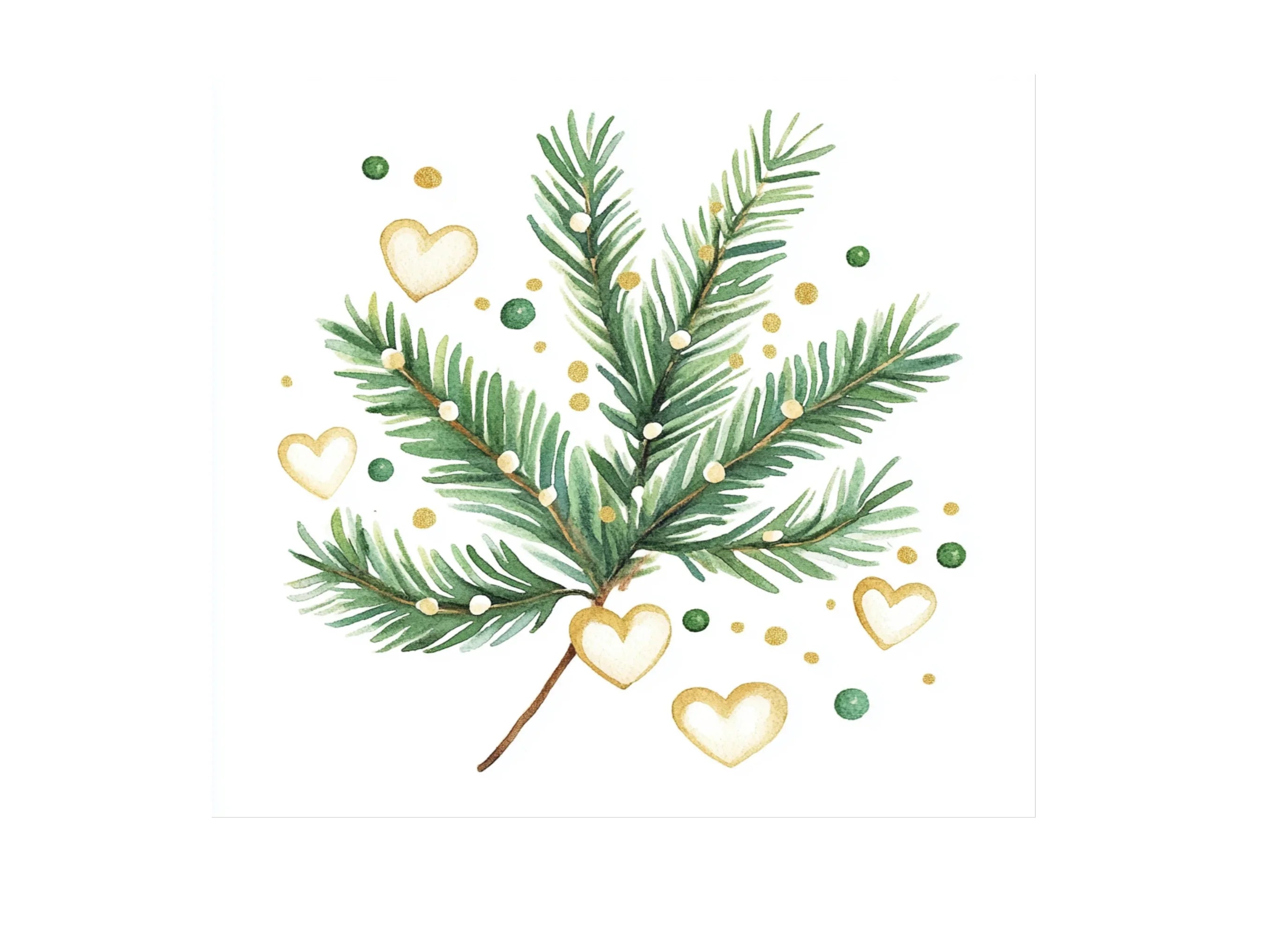 Festive Pine Tree Hearts Clipart Bundle