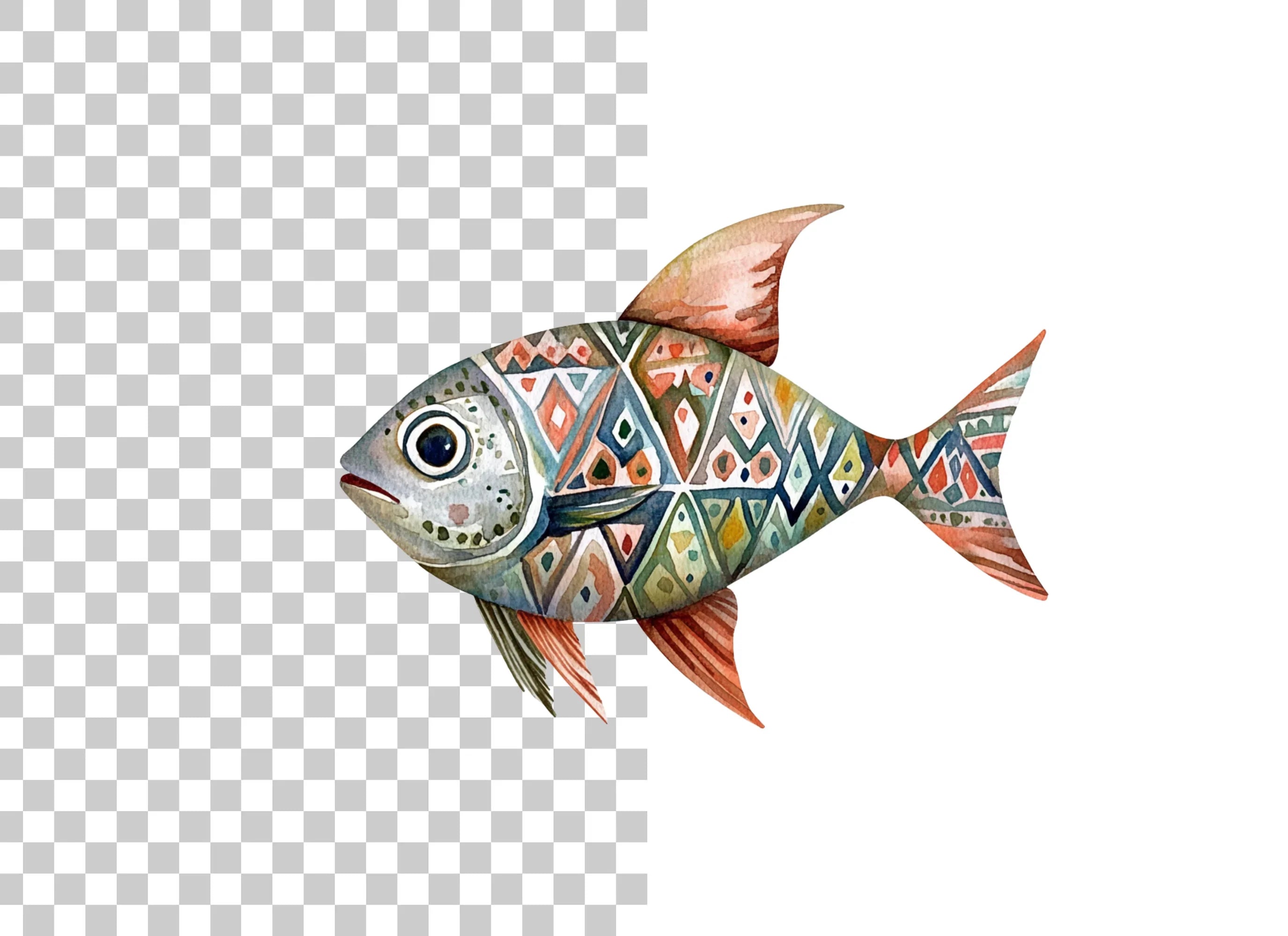 Geometric Patterned Fish Clipart Bundle