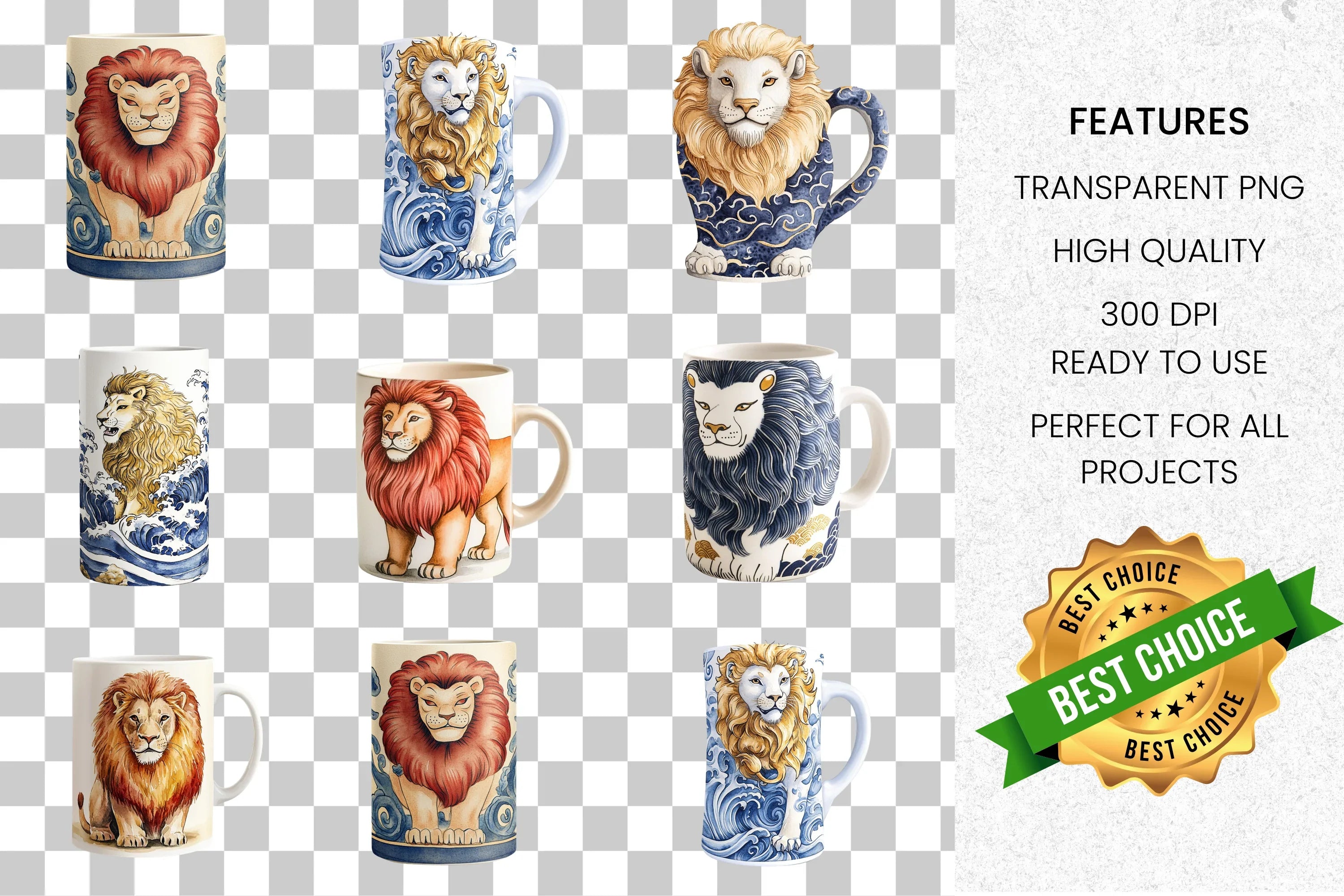 Majestic Lion Designs Clipart Bundle
