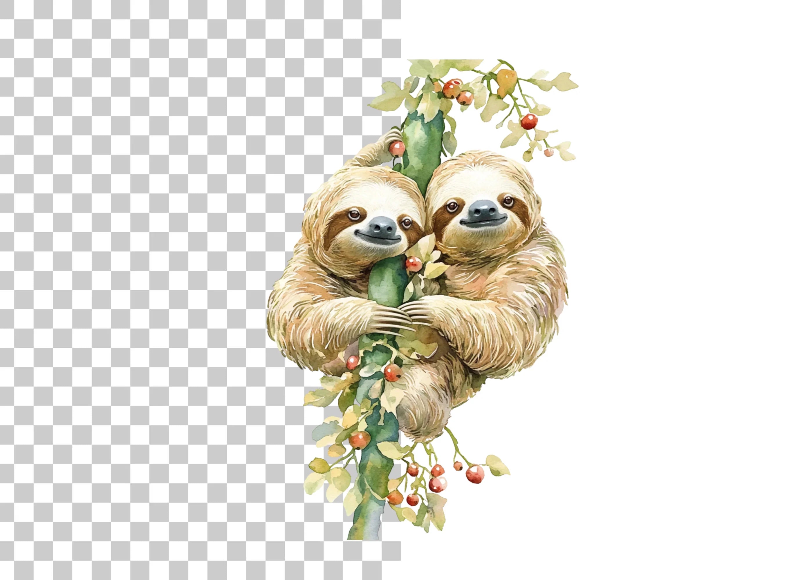Cute Sloth Family Clipart Bundle