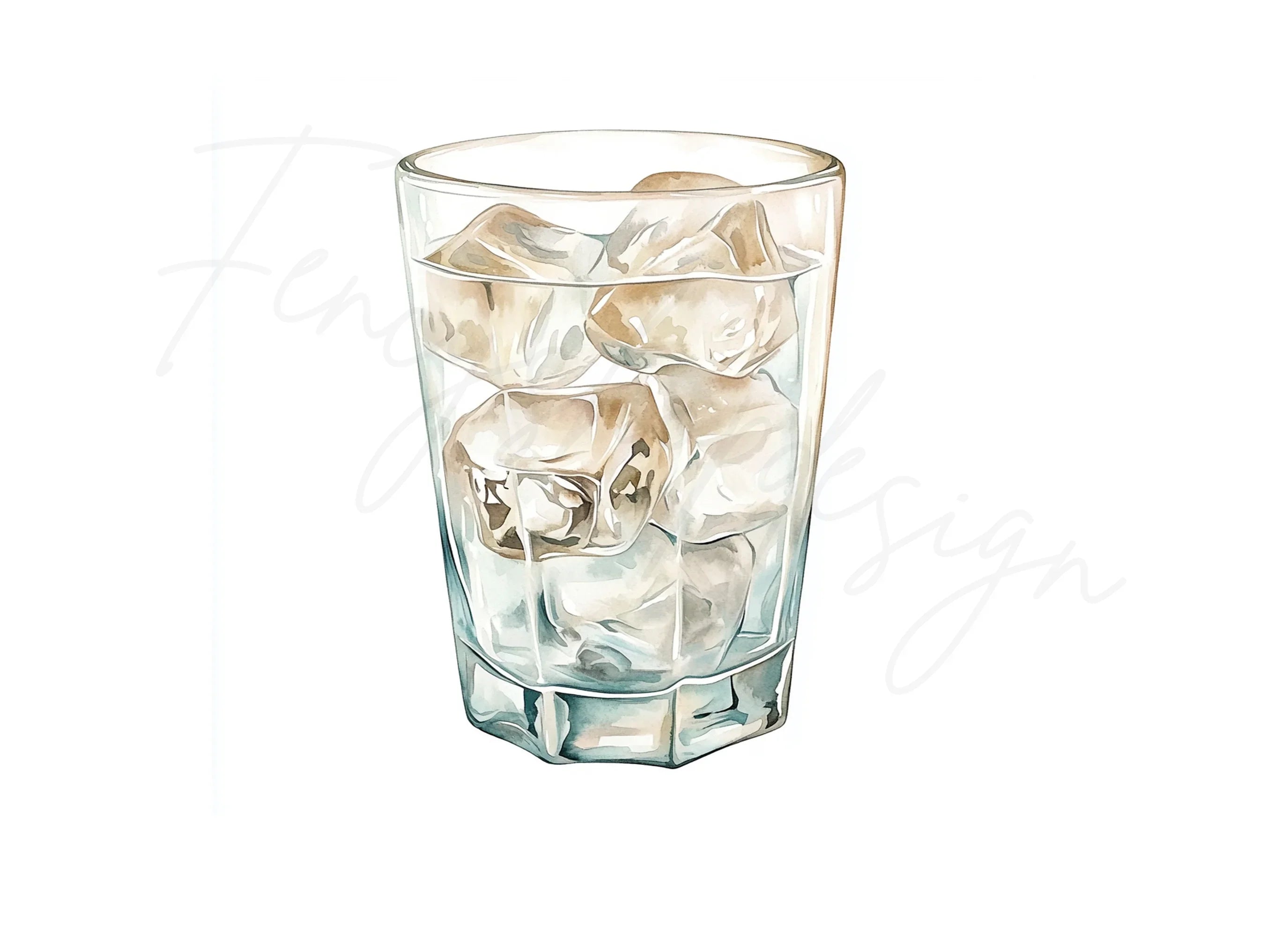 Ice Cubes in Glasses Clipart Bundle