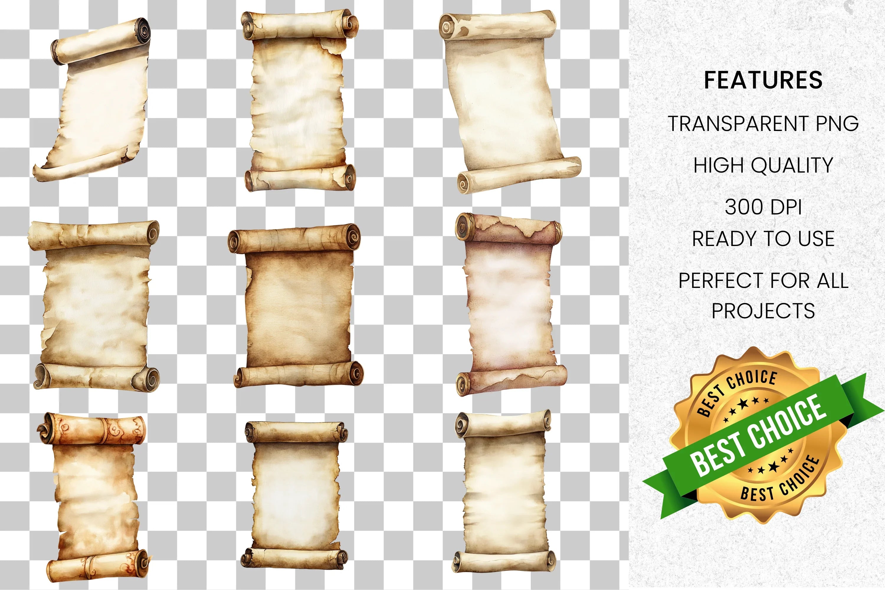 Vintage Scrolls Clipart Bundle