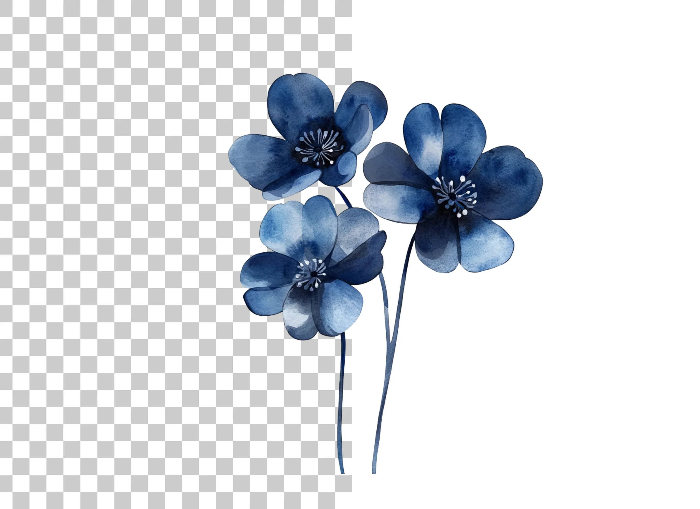 Blue Flowers Clipart Bundle