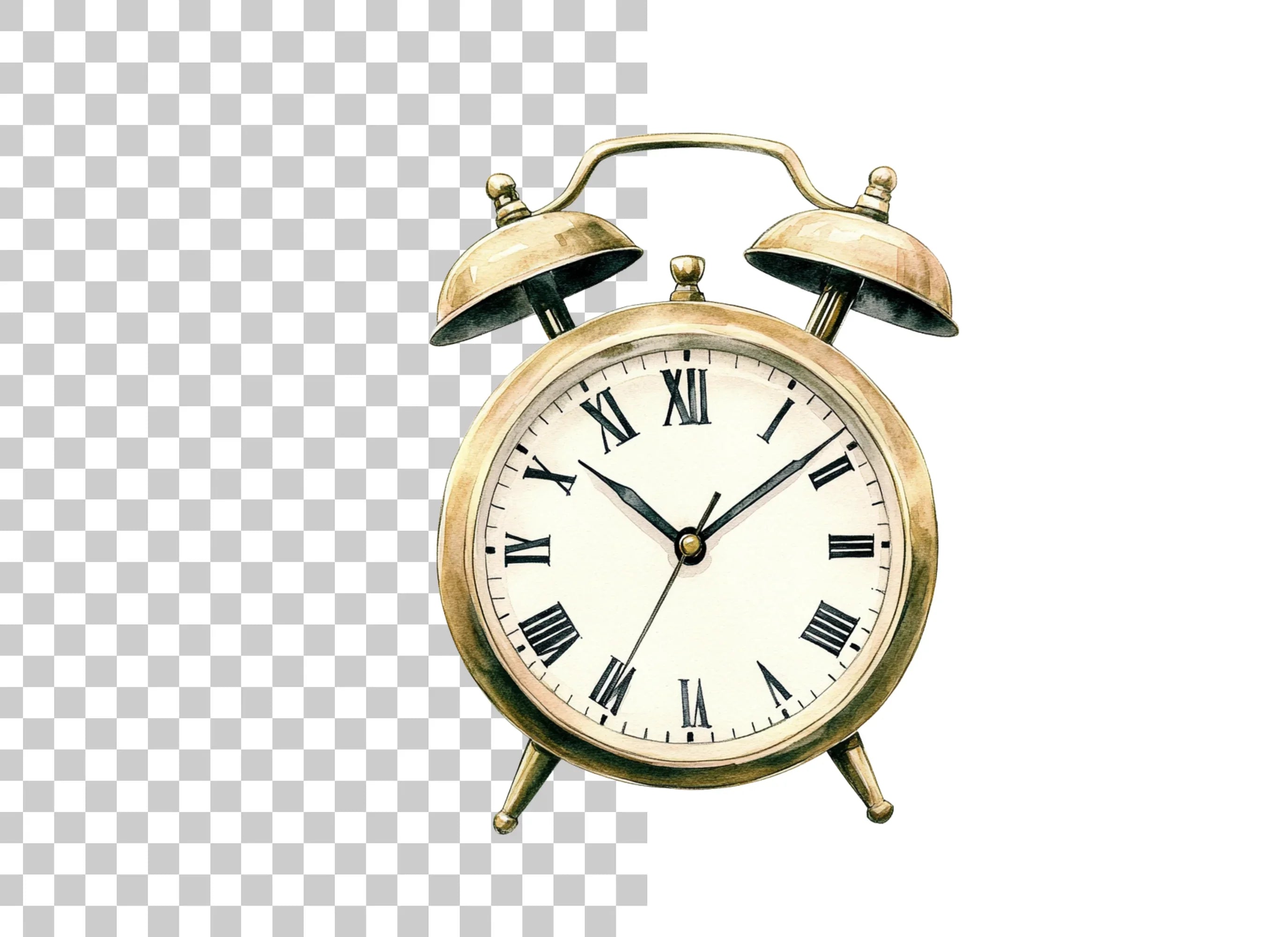 Vintage Gold Alarm Clock Clipart Bundle
