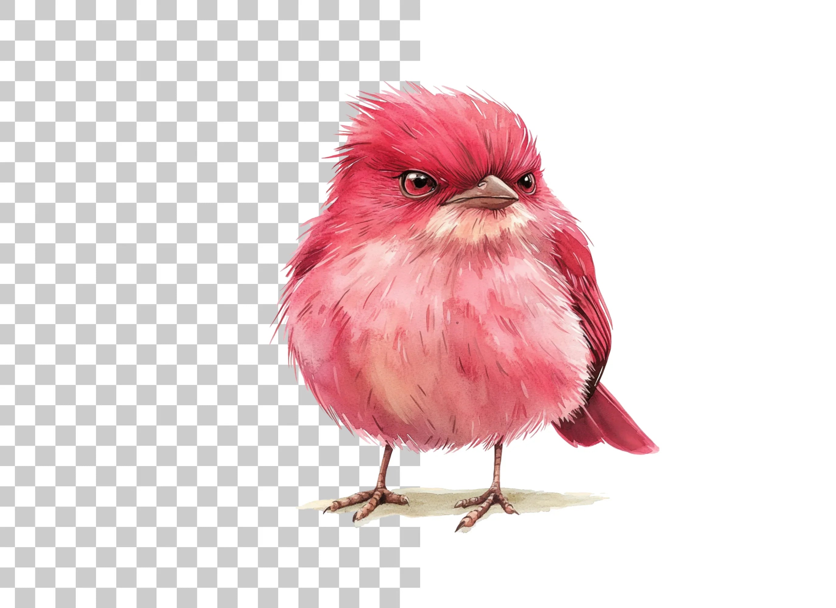 Cute Pink Bird Illustration Clipart Bundle