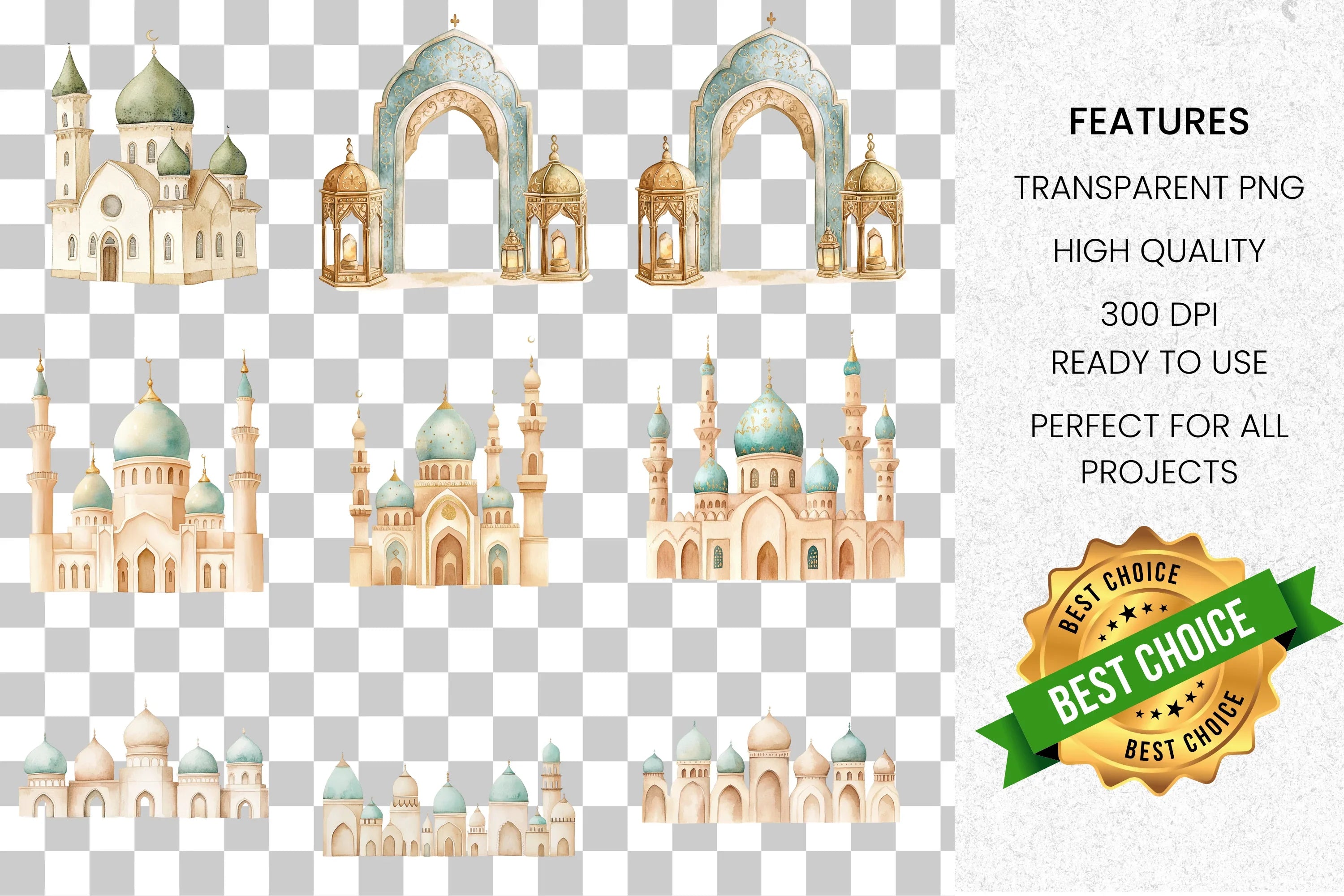 Islamic Architecture Clipart Bundle