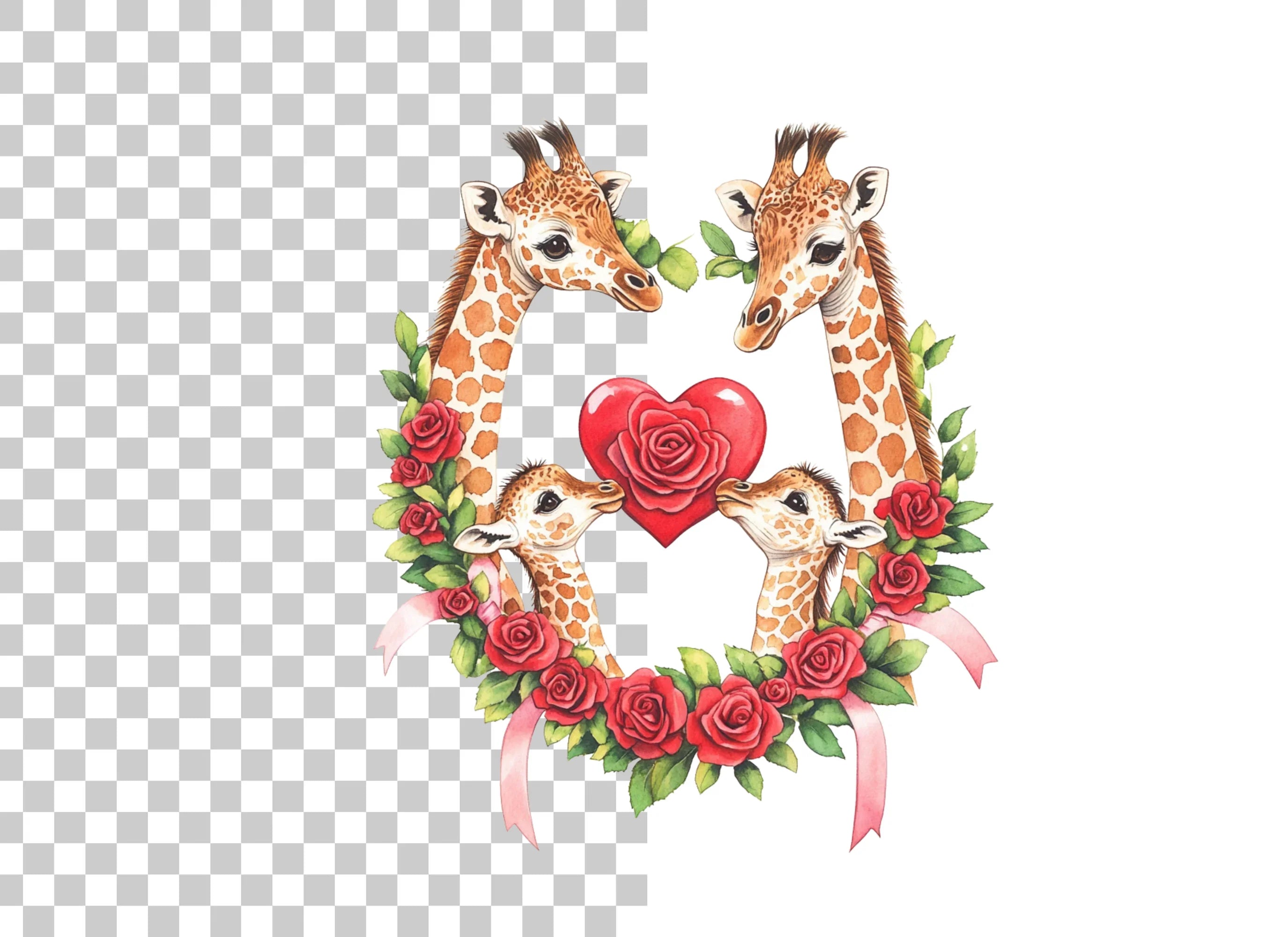 Cute Giraffe Couple Valentine Clipart Bundle