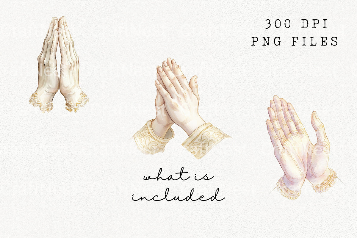 Praying Hands Religious Clipart Bundle
