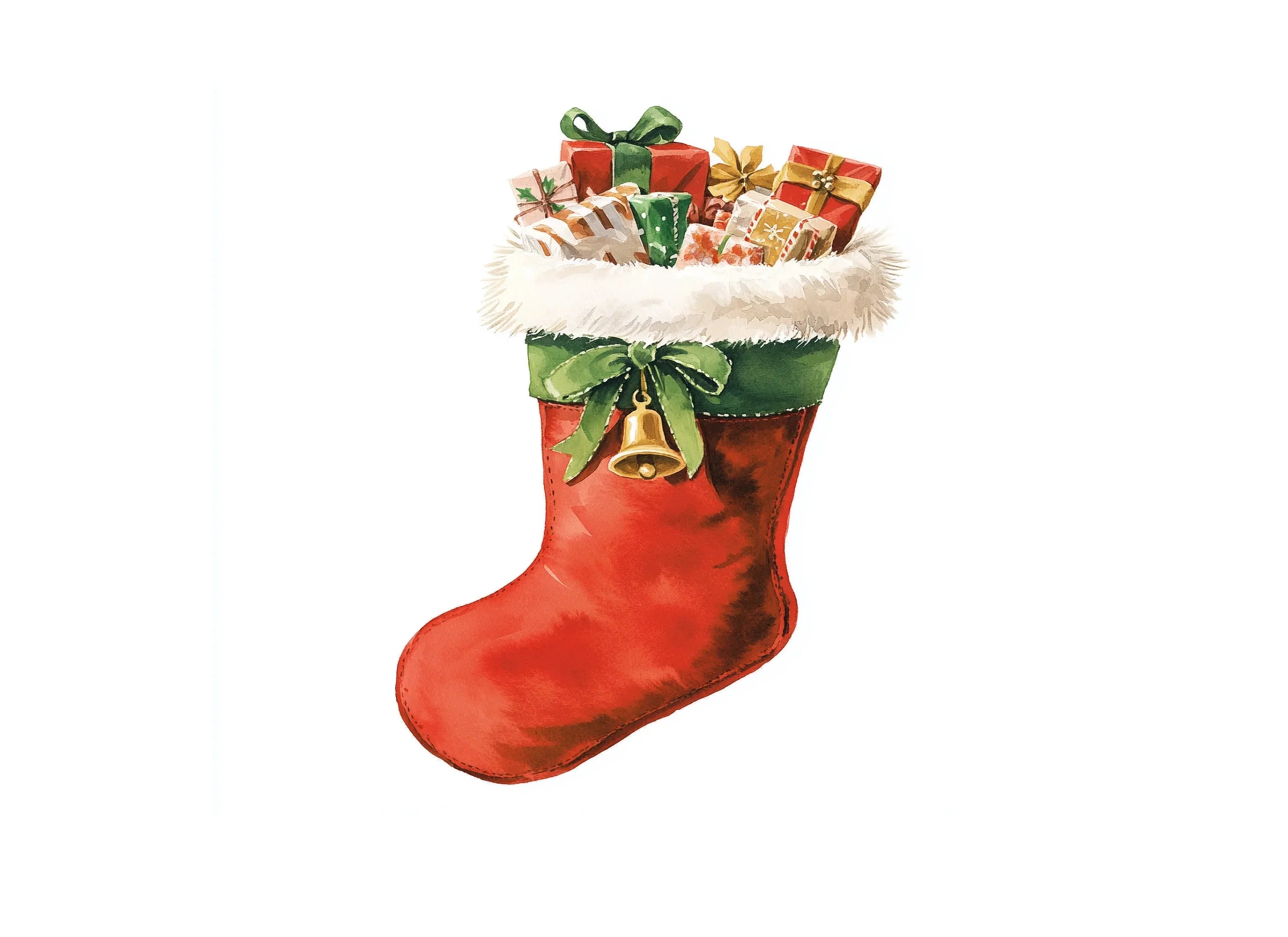 Christmas Stockings with Gifts Clipart Bundle