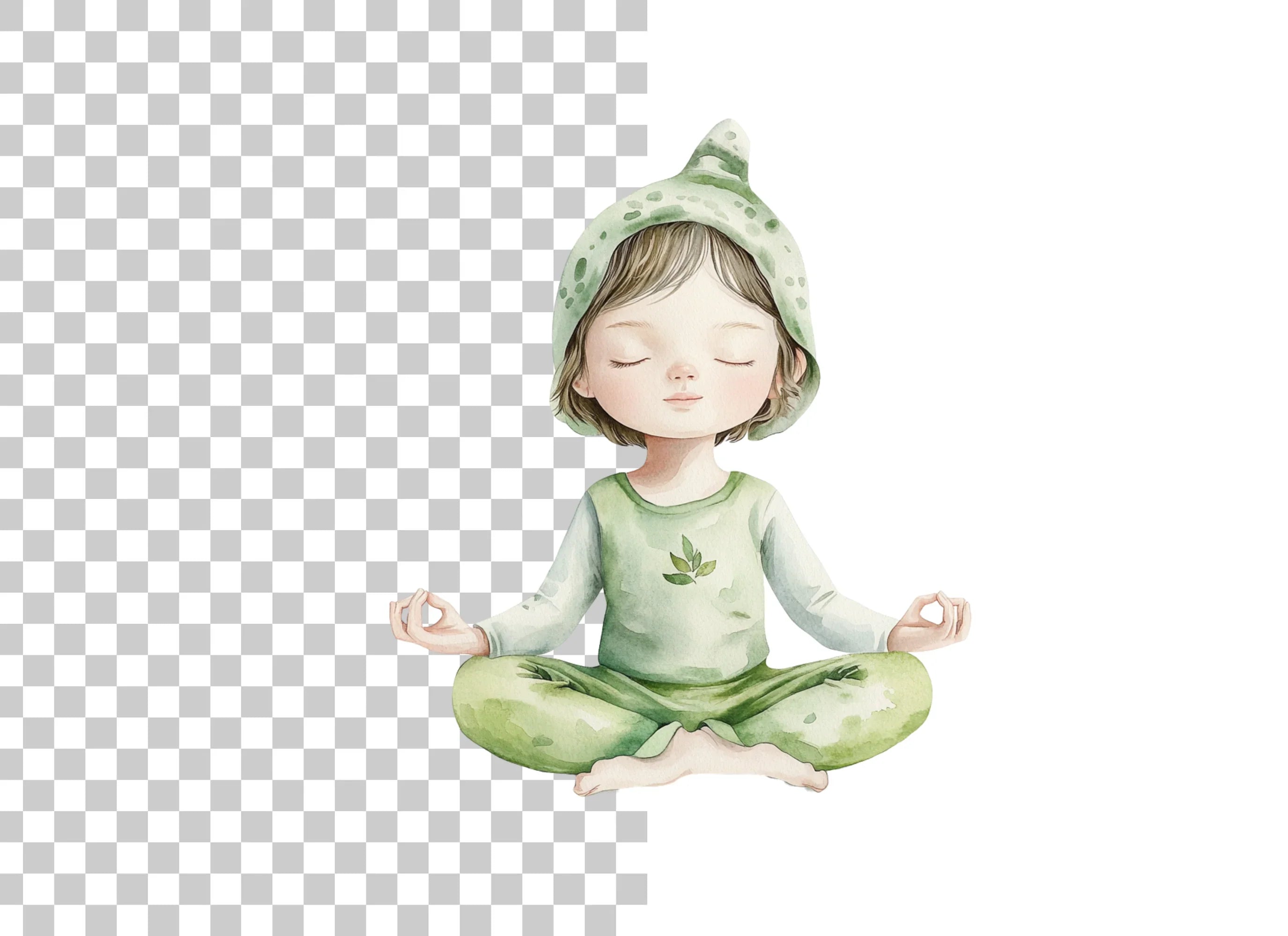 Cute Meditating Child Clipart Bundle