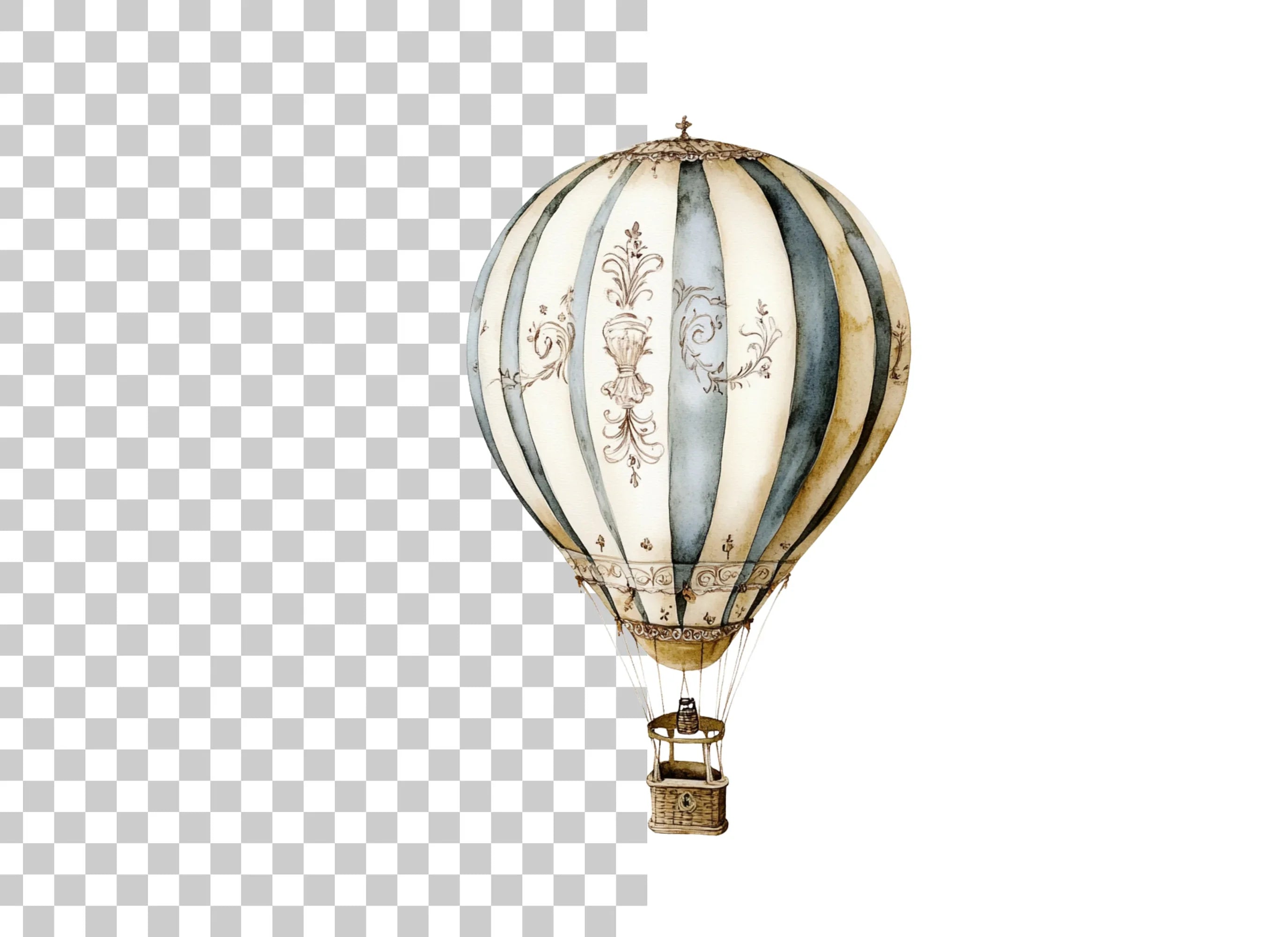 Vintage Hot Air Balloon Clipart Bundle