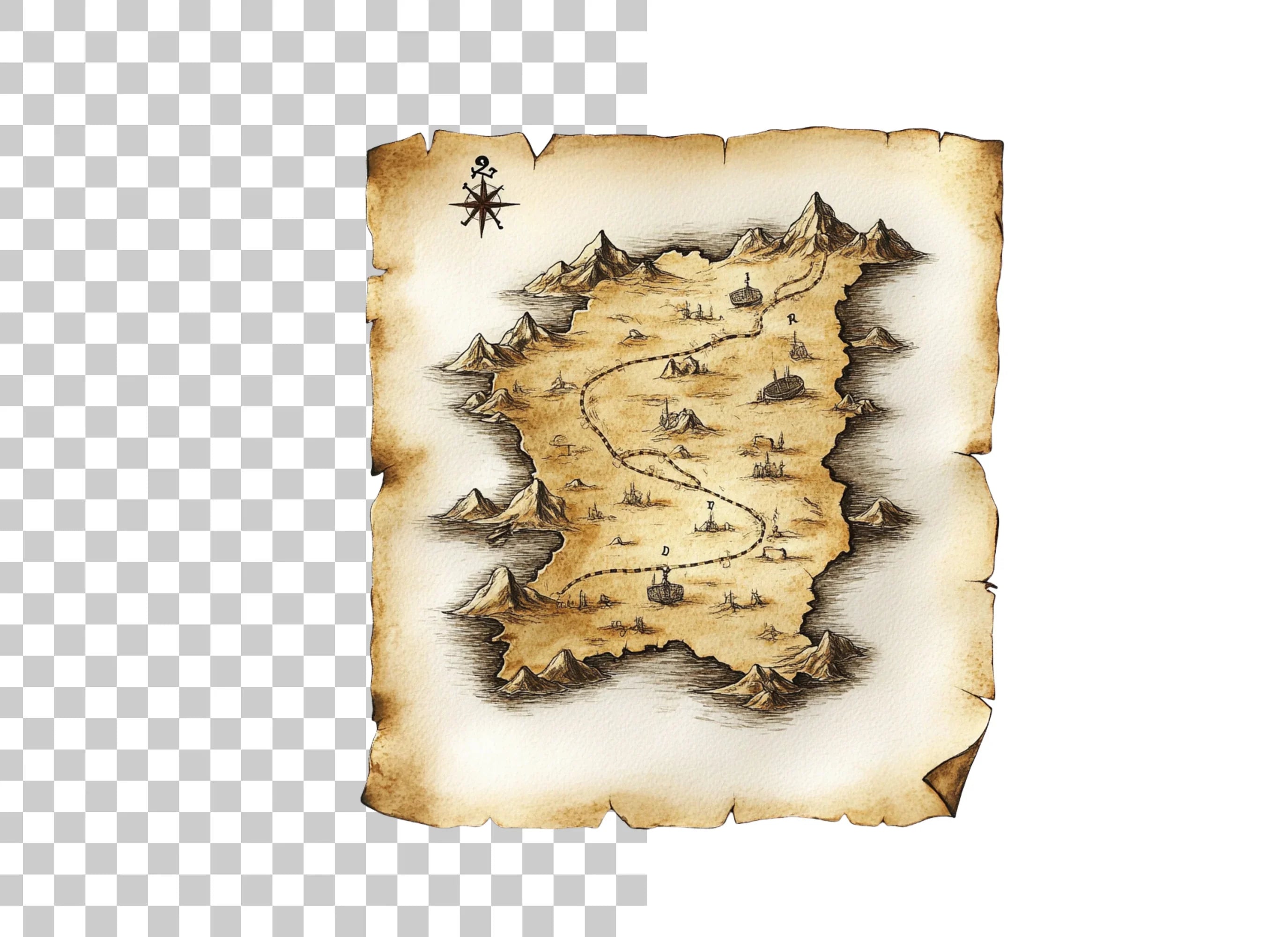 Vintage Treasure Map Clipart Bundle