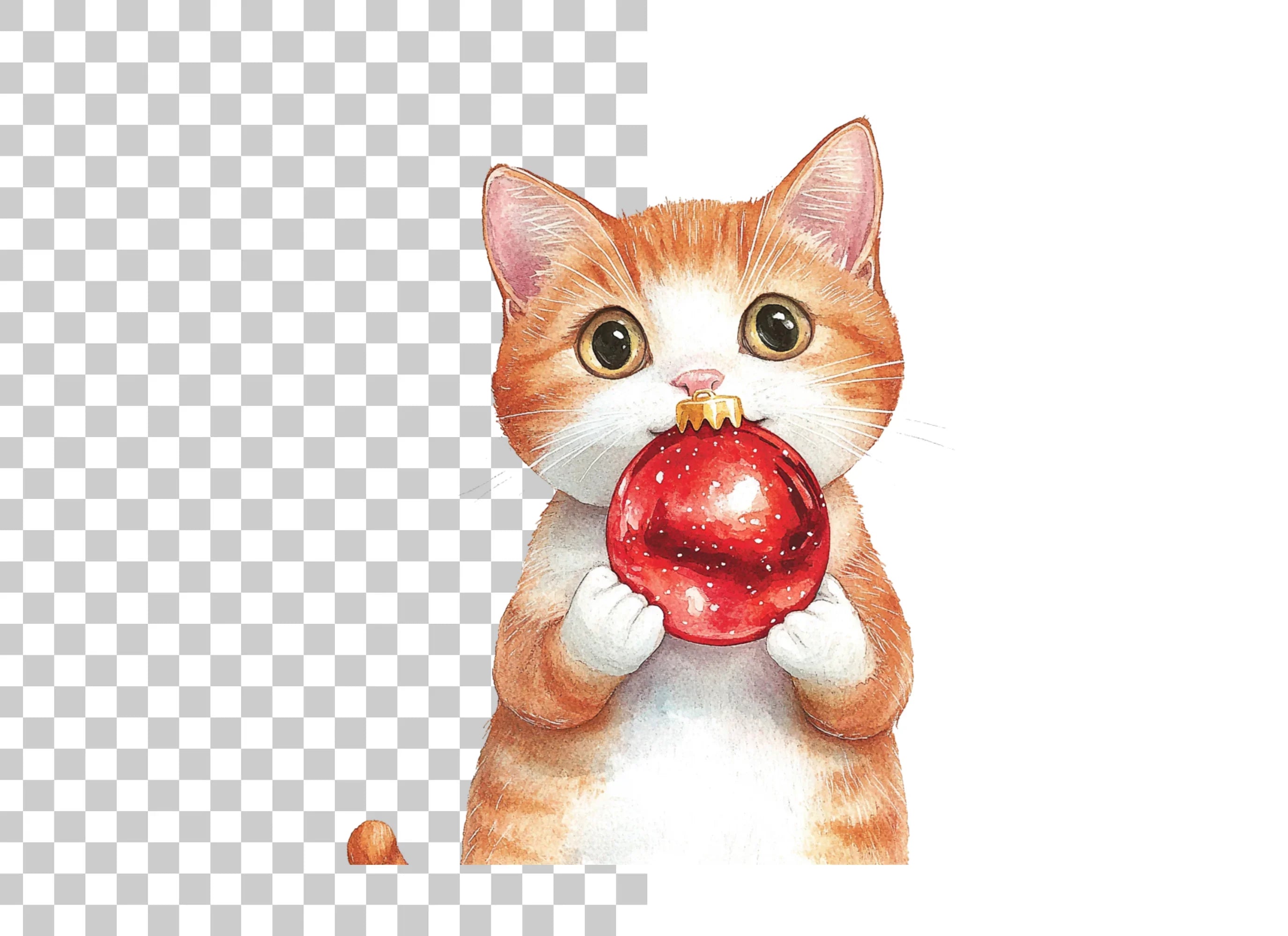 Cute Ginger Kittens with Christmas Orbs Clipart Bundle