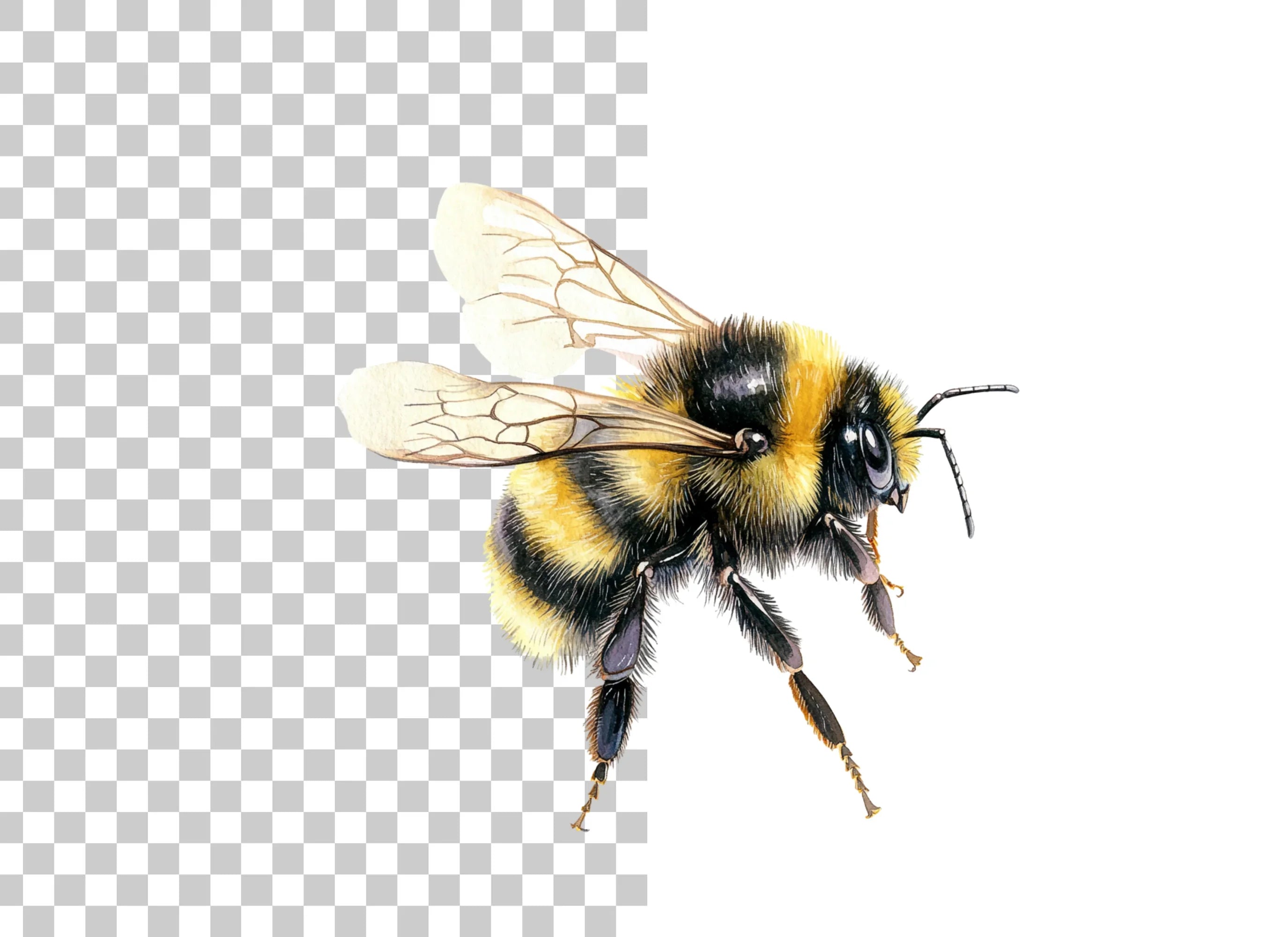 Fluffy Bumblebee Clipart Bundle