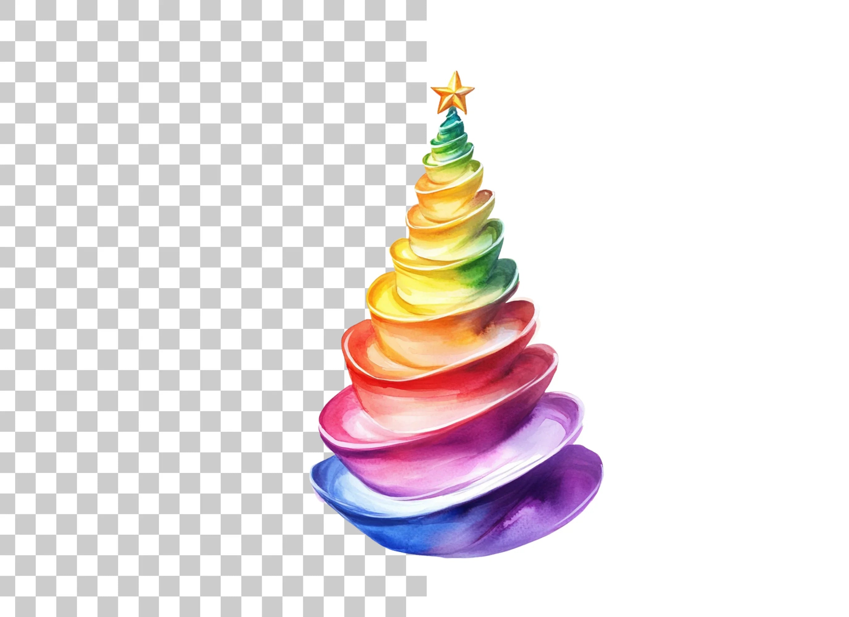 Rainbow Christmas Tree Clipart Bundle