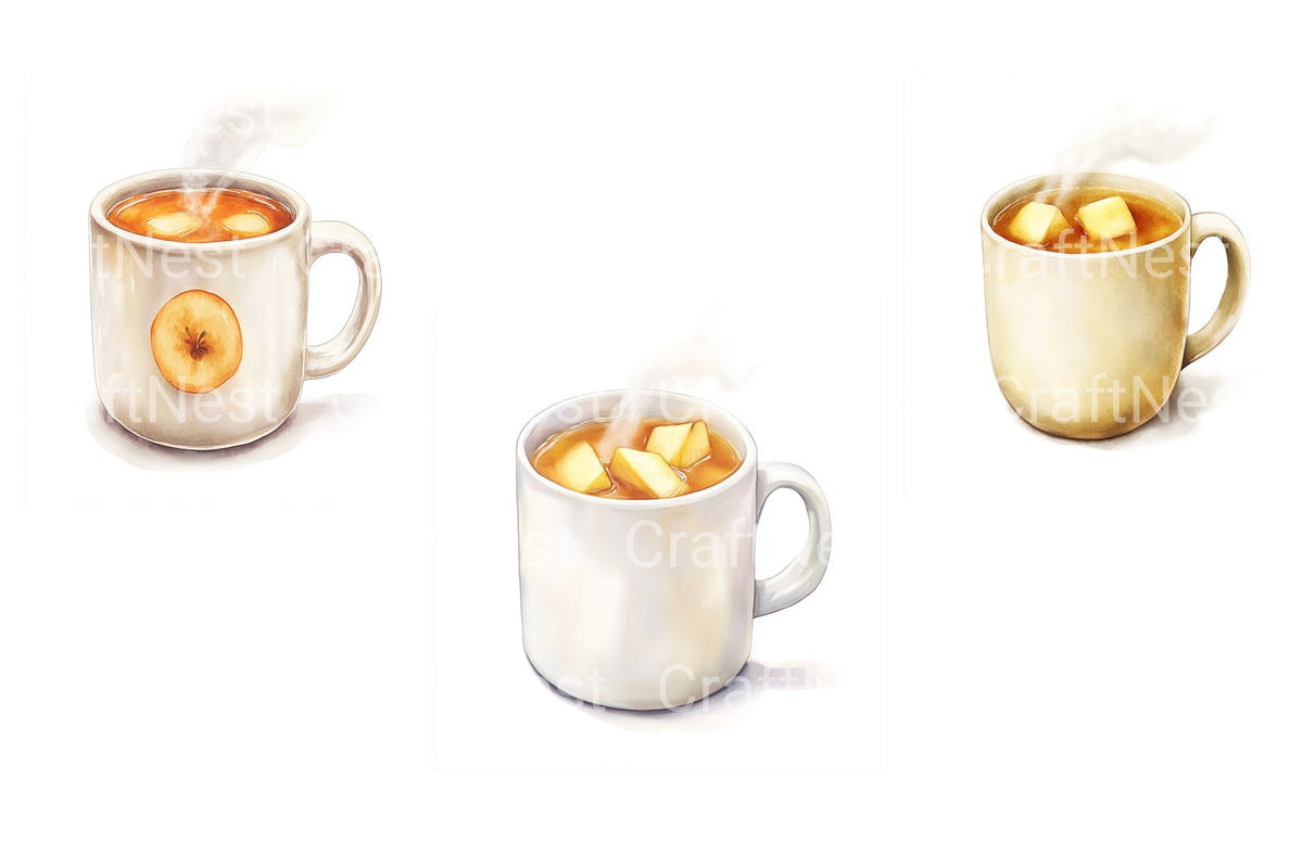 Hot Apple Cider Mugs Clipart Bundle