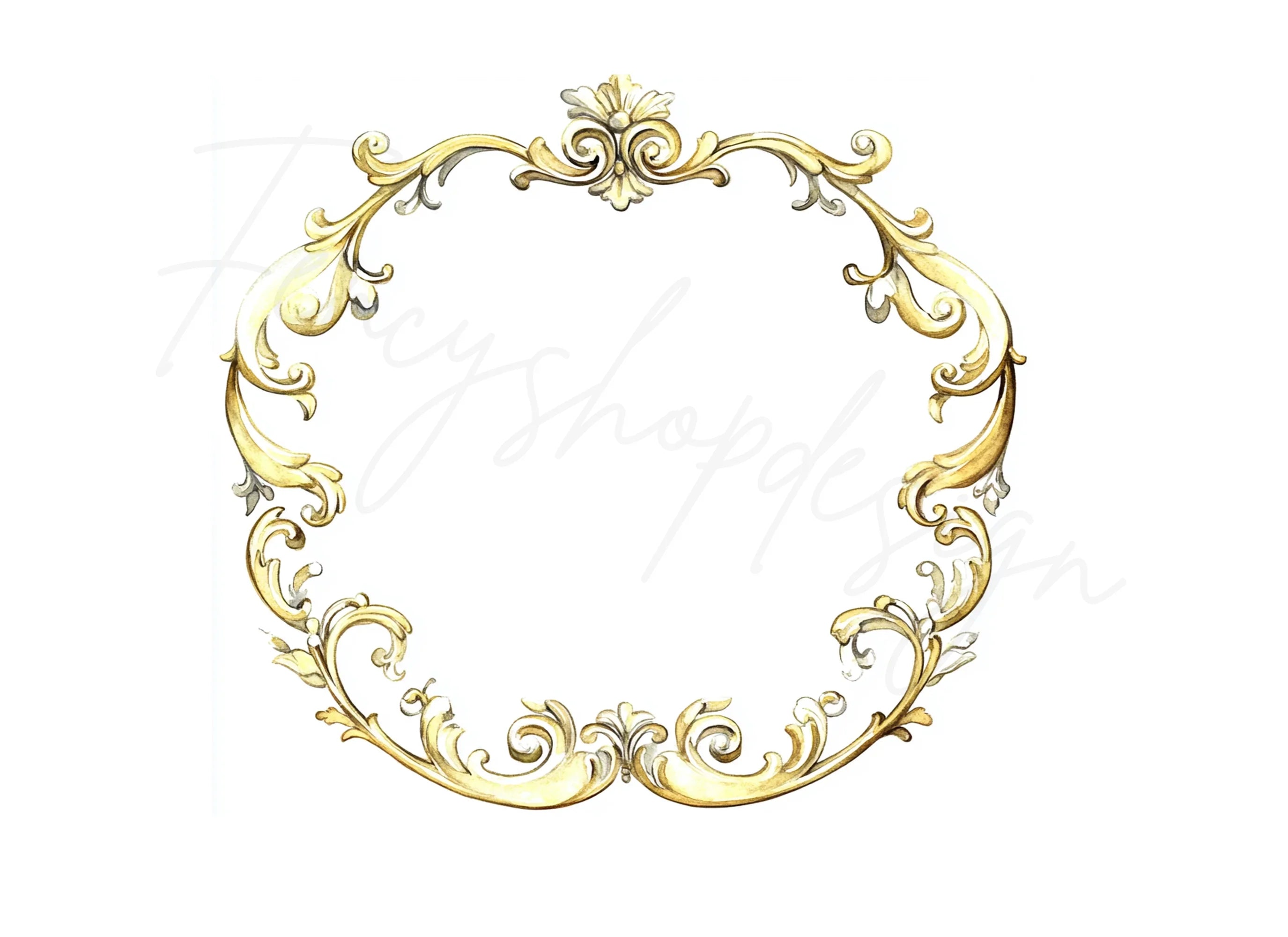 Elegant Gold Ornate Frames Clipart Bundle