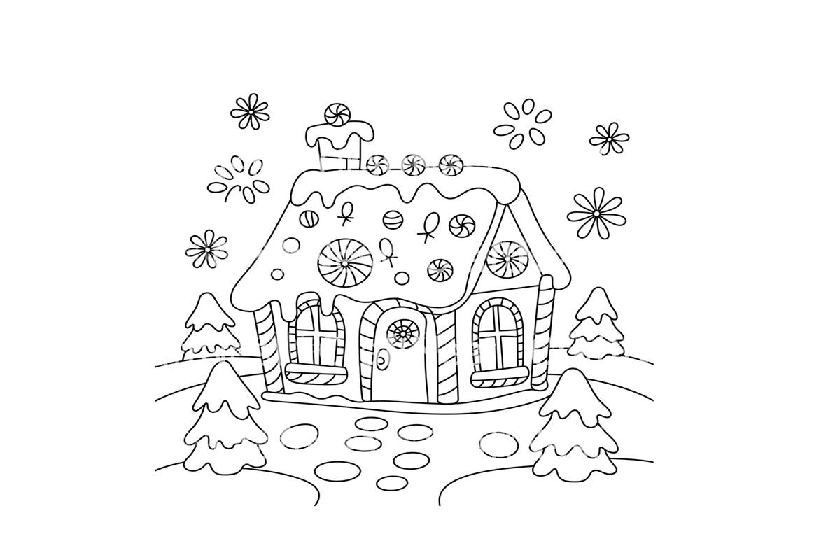 Gingerbread House Christmas Coloring Books
