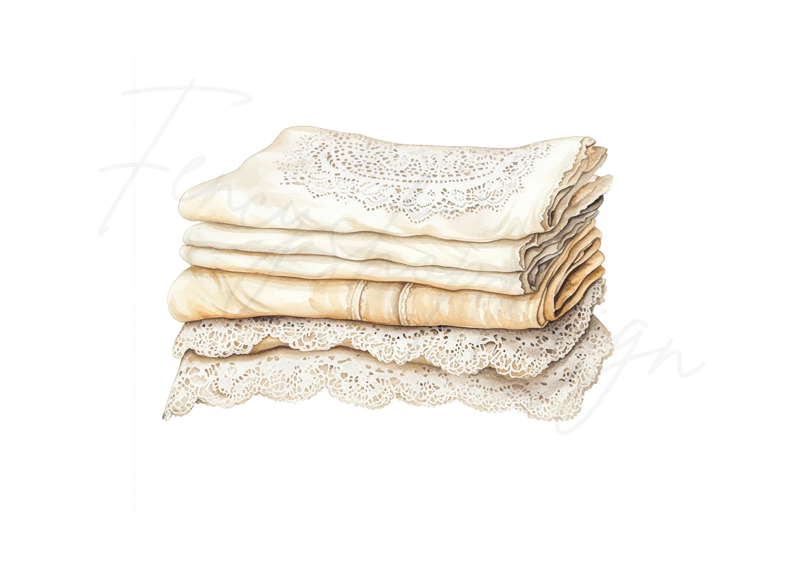 Vintage Lace Linens Clipart Bundle