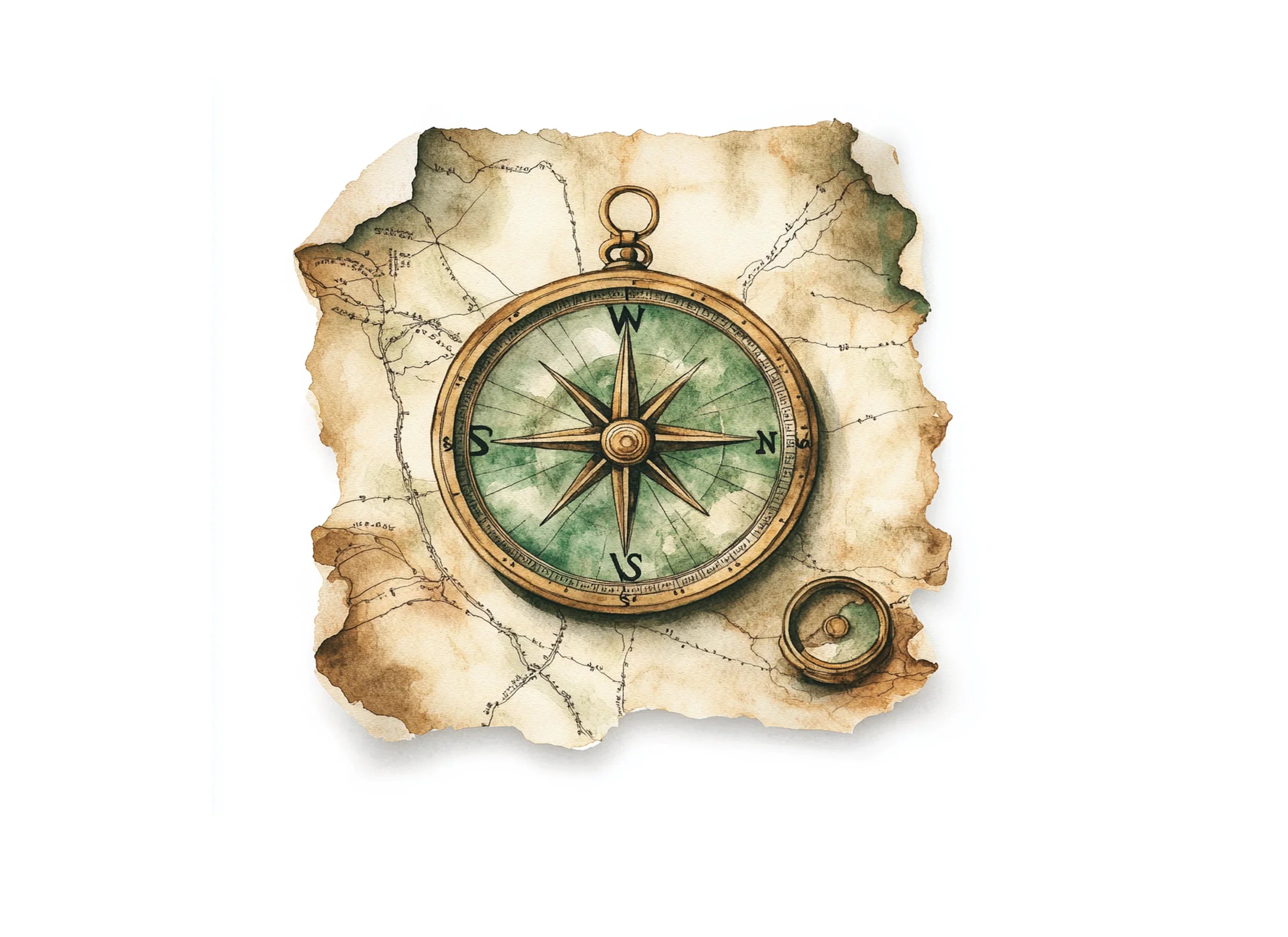 Vintage Compass Map Clipart Bundle