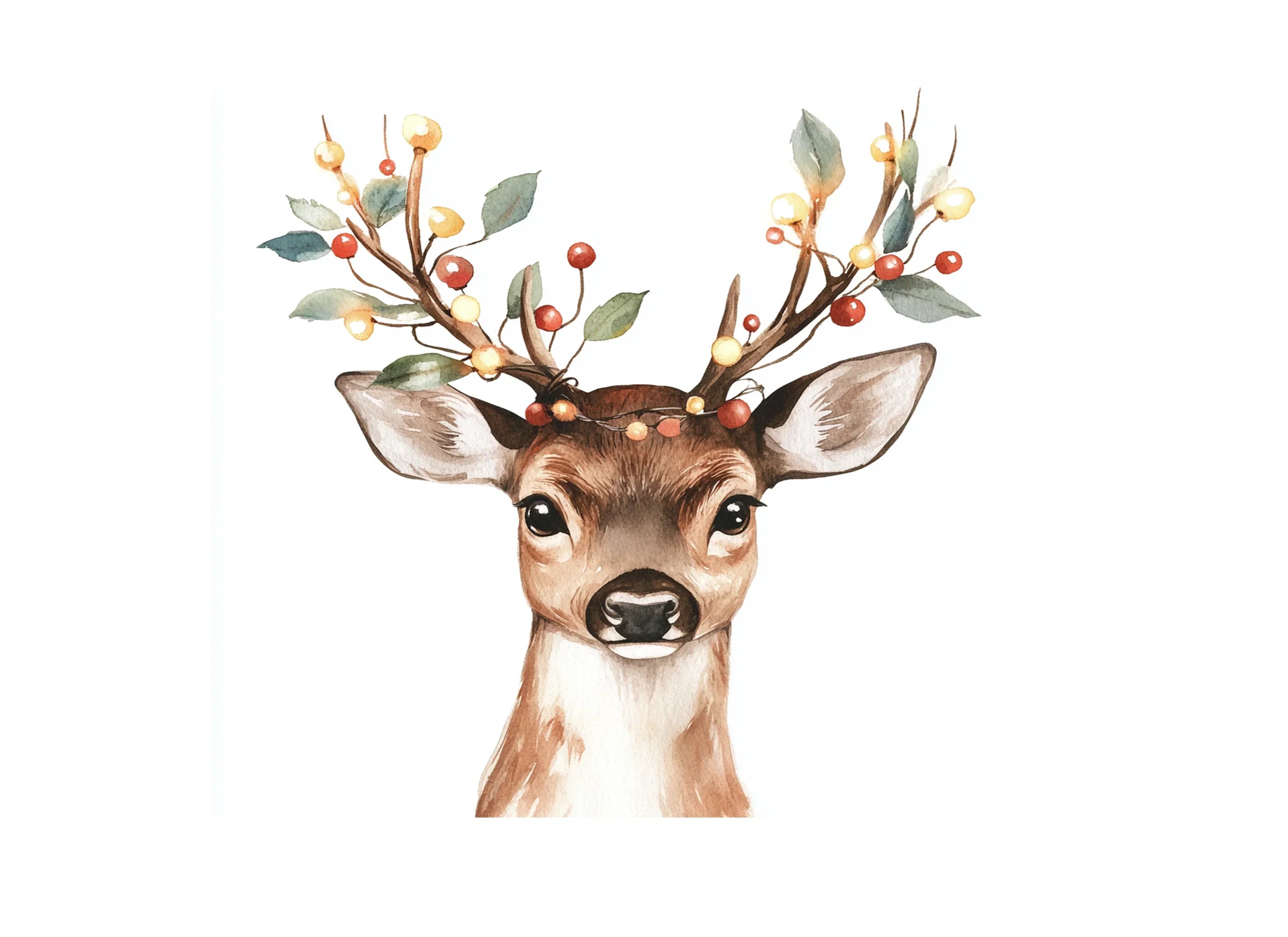 Festive Deer Head with Lights Clipart Bundle