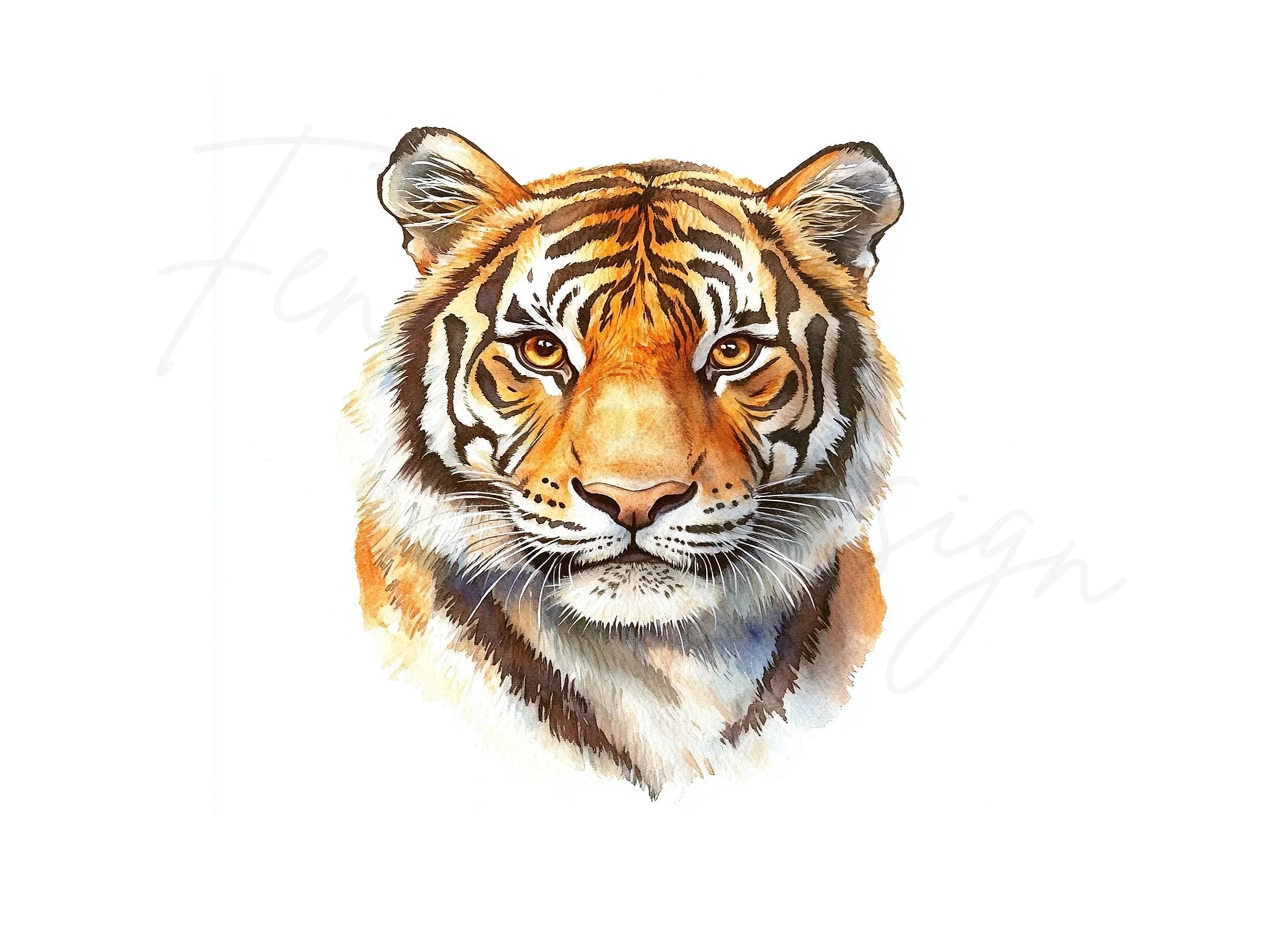 Three Tiger Faces Clipart Bundle