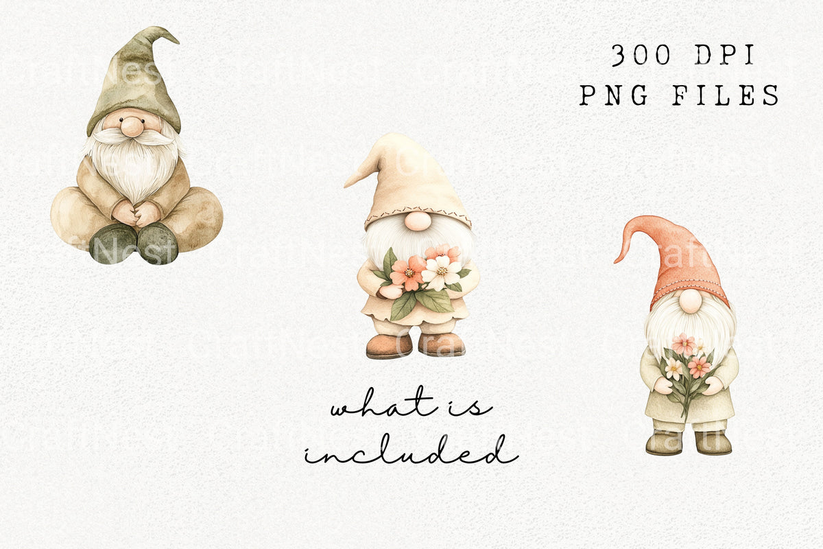 Cute Garden Gnomes Clipart Bundle