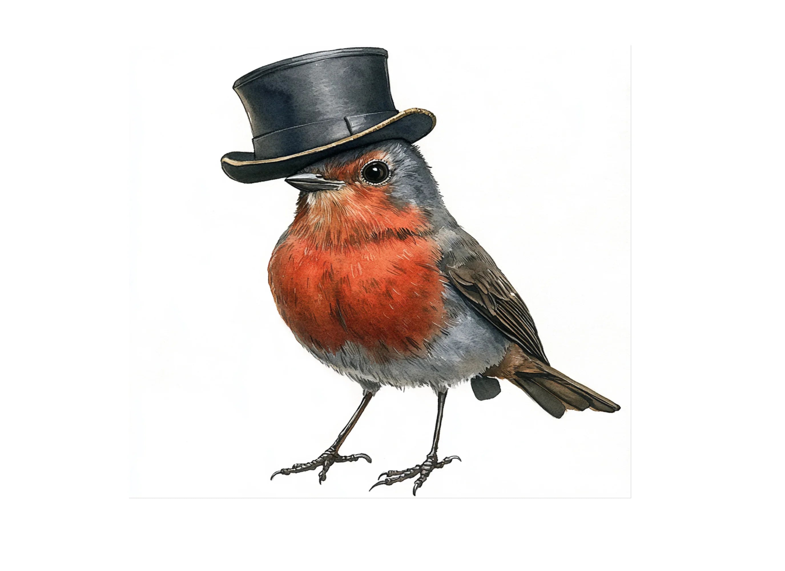 Elegant Robin Birds with Top Hats Clipart Bundle