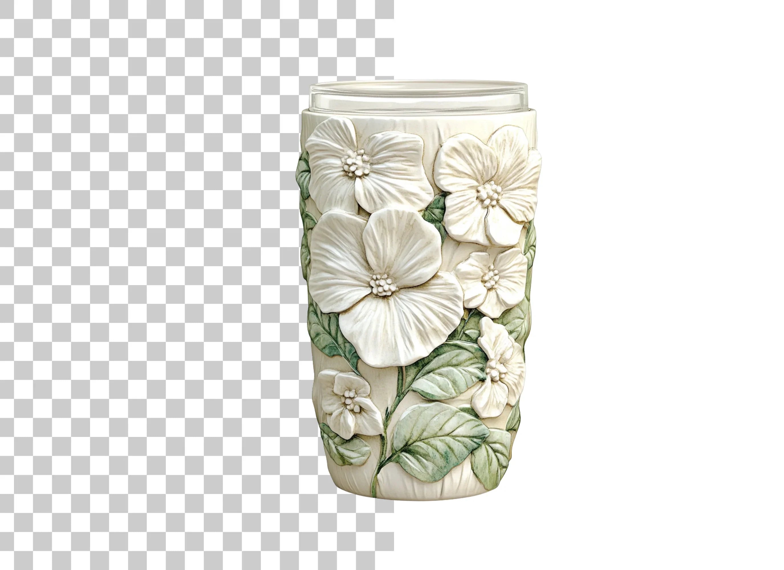 Elegant White Floral Tumbler Clipart Bundle
